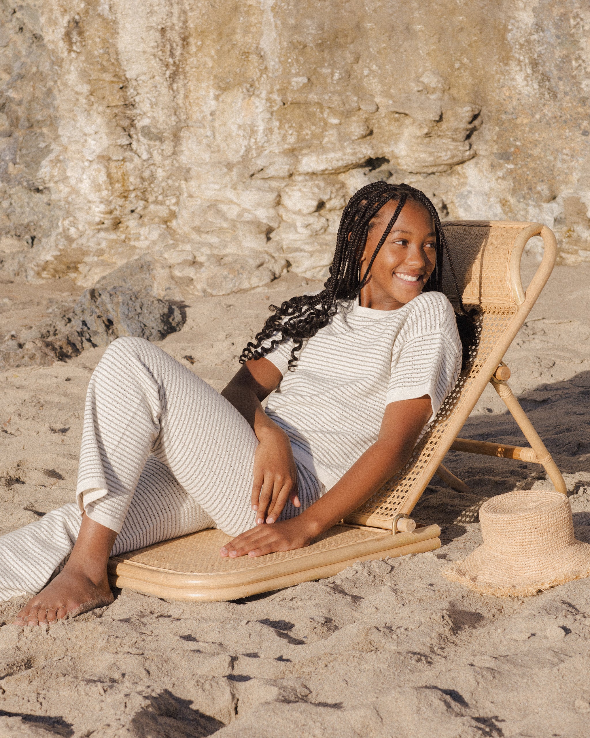  Boxy Crop Knit Tee || Sage Stripe、mySite、layawaytickets