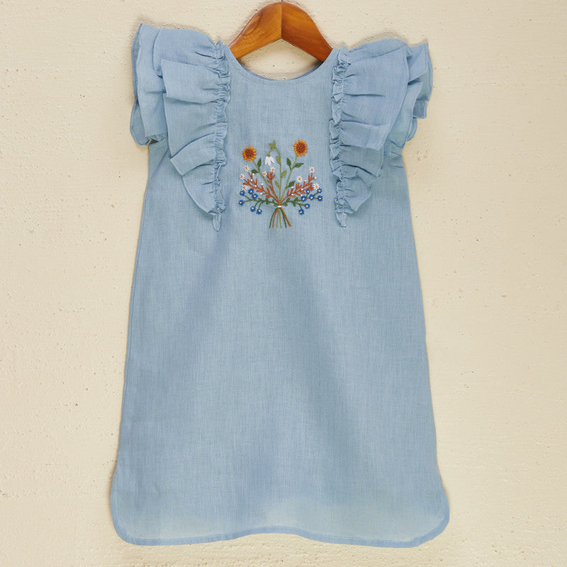 Linen Dress For Girls | Printed | Blue、mySite、camillekostekn