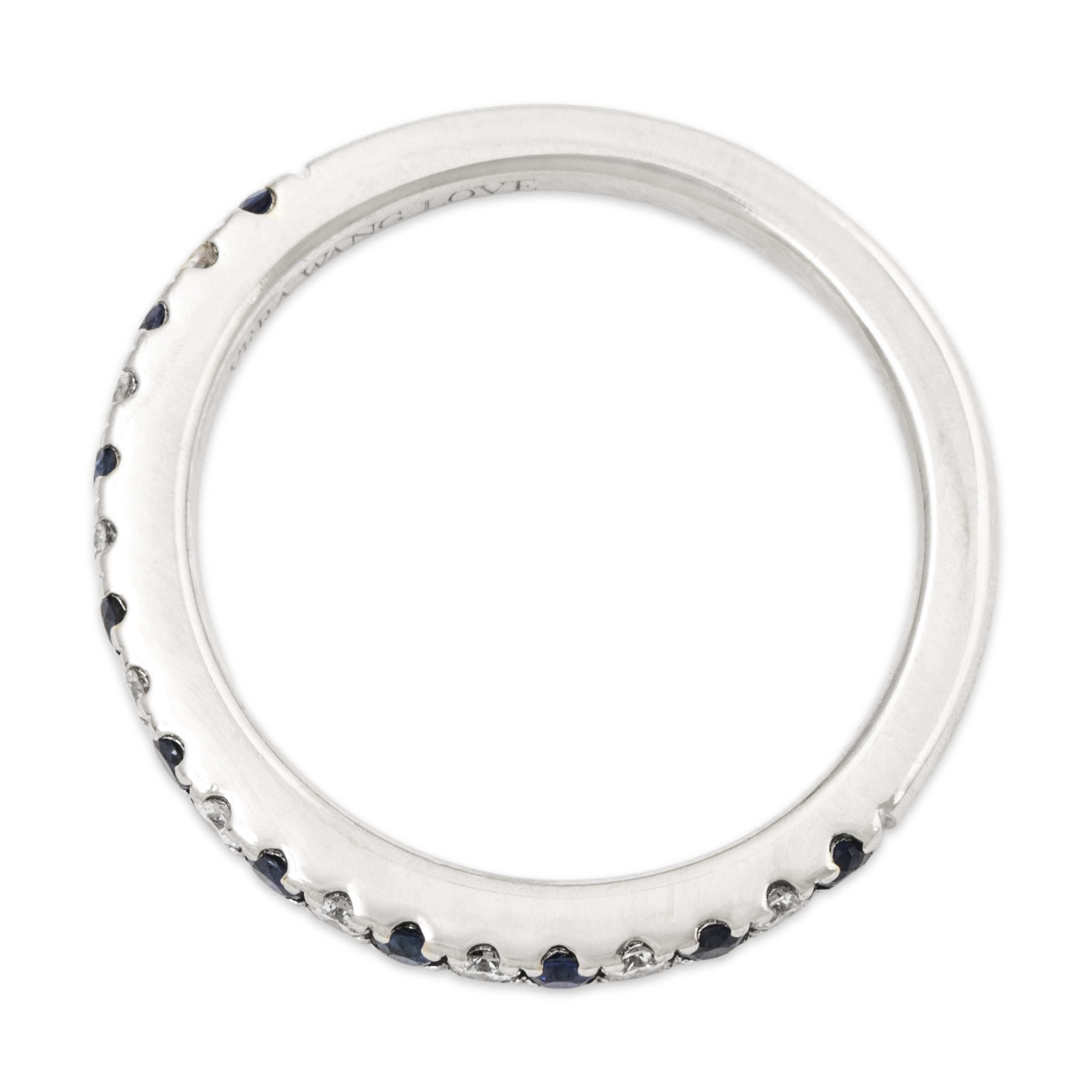 Vintage 14k White Gold Blue Sapphire Diamond Refined Band Ring 5.25、mySite、hinf8tx79