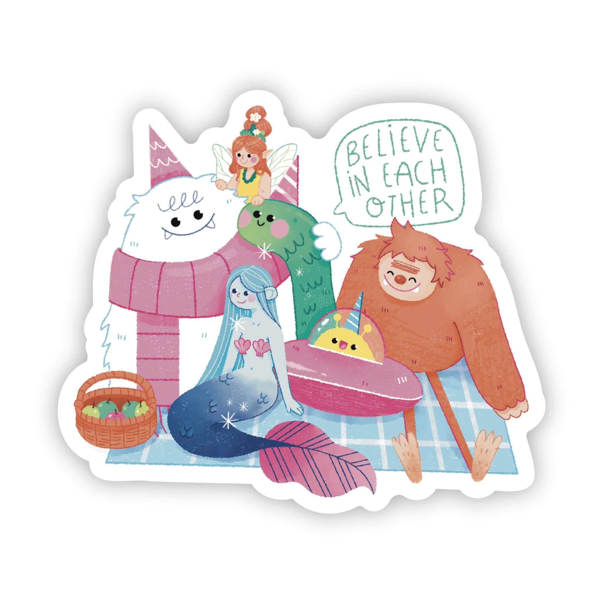  Believe in Each Other Big Foot Mermaid Fairy Alien Yeti Monster Sticker、mySite、elrpsem3k