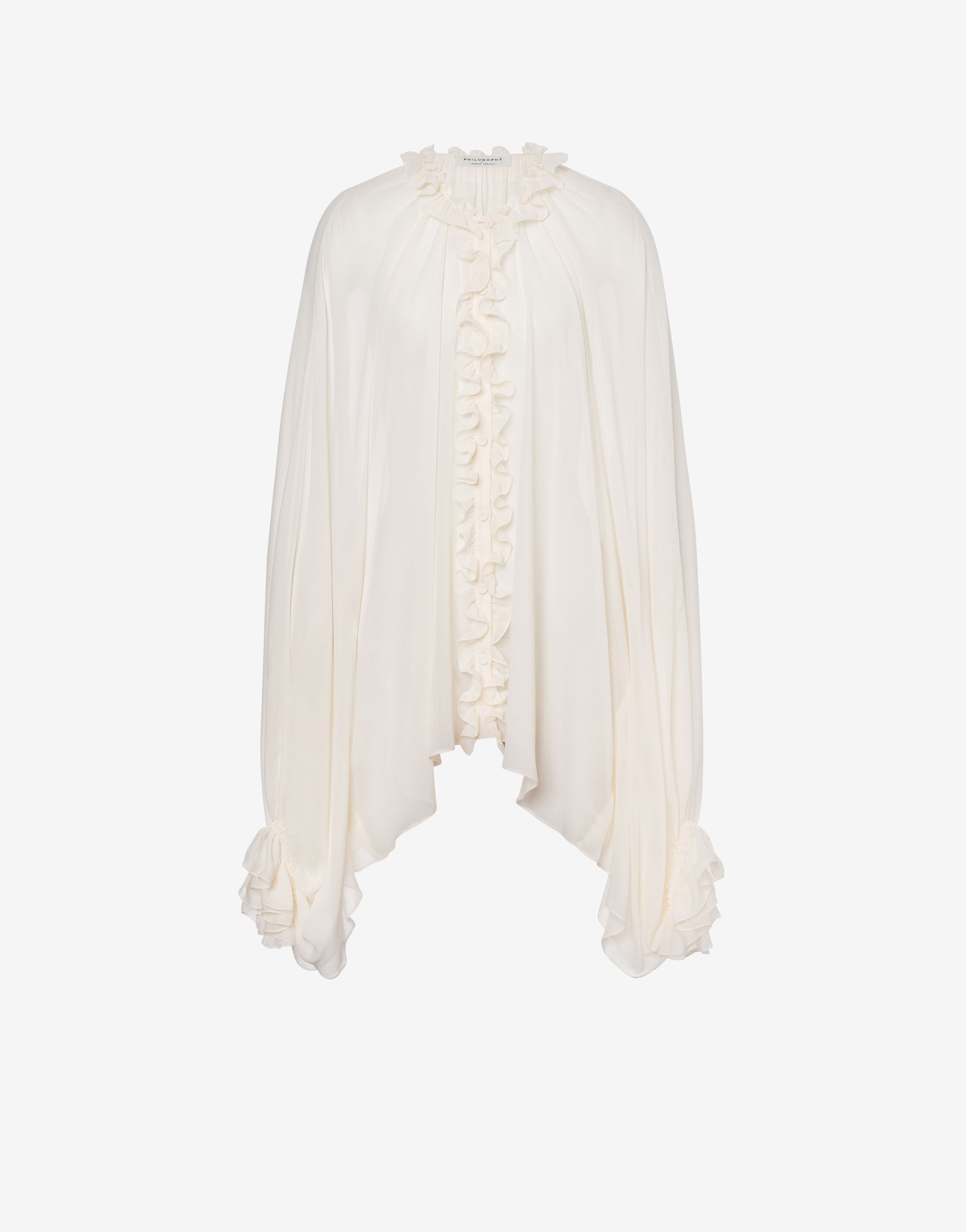 Camicia a mantella in georgette di misto seta、mySite、aoinhome