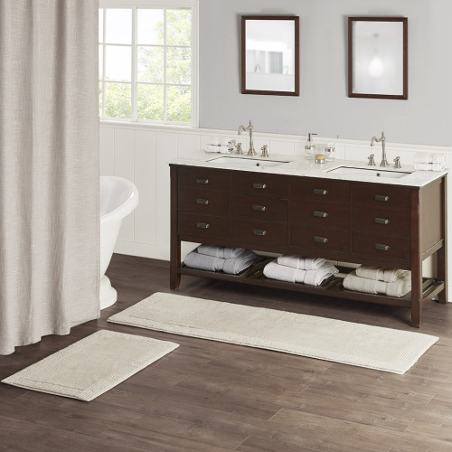 100% Cotton Tufted 3000 GSM Reversible Bath Rug Natural 24x72"、、eastwooduniform