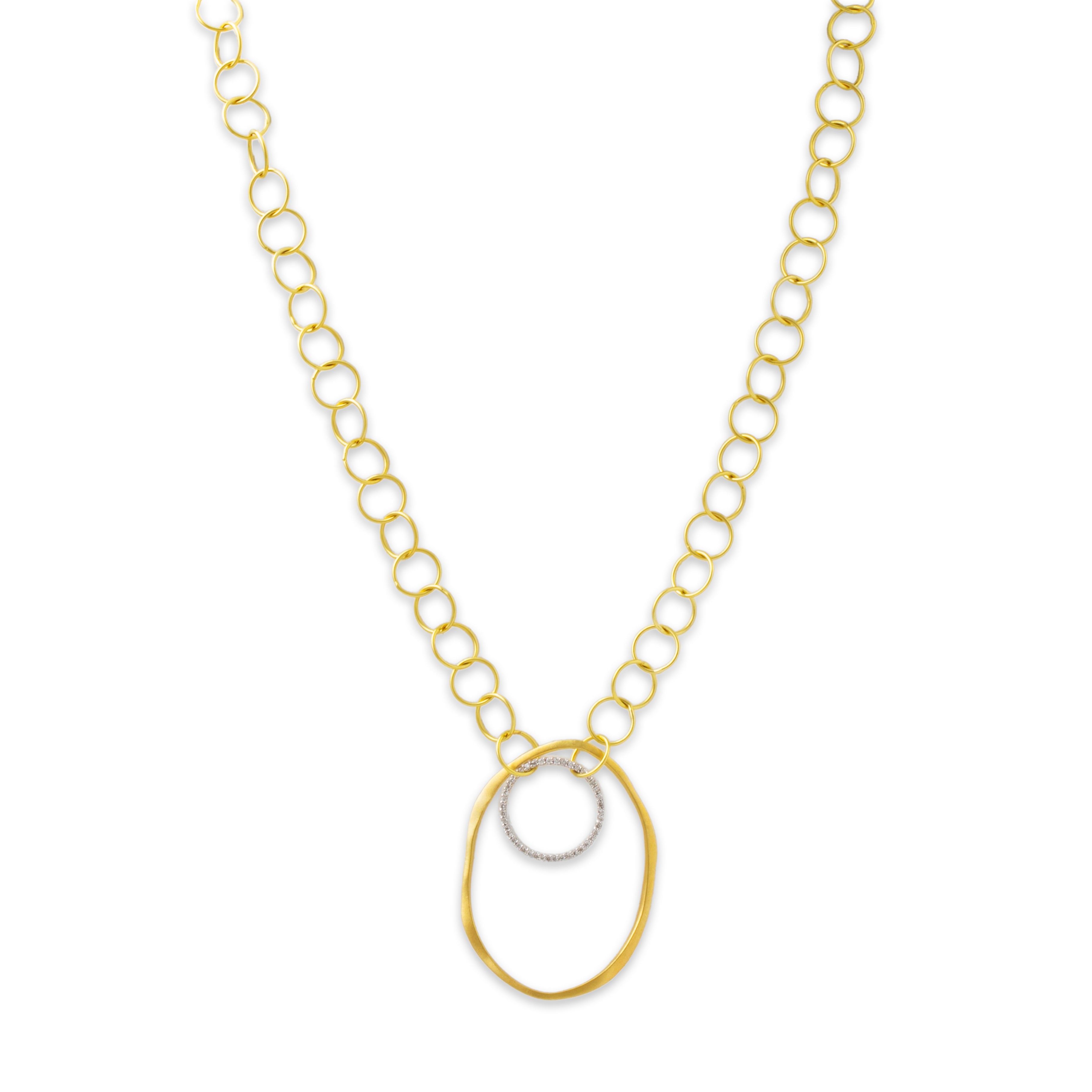 Estate Italian 14k Yellow Gold .215cttw Diamond Artistic Link Necklace 16.5、mySite、hinf8tx79