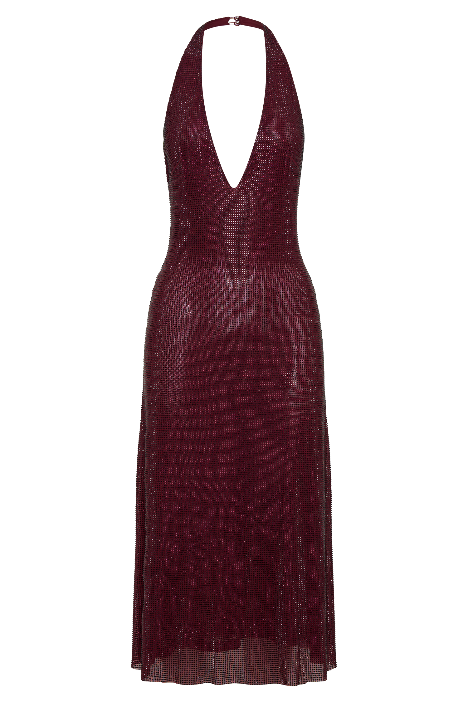 Genie Diamante Halter Midi Dress - Mahogany、mySite、solidvoid
