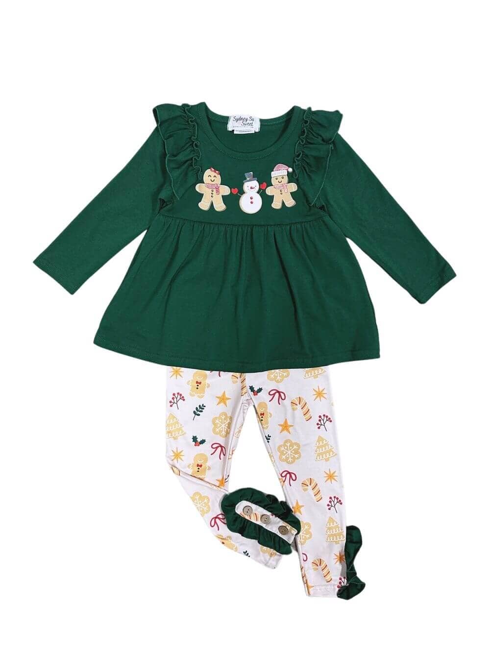 Christmas Cookie Green Tunic Top and Leggings Girls Outfit、mySite、camillekostekn