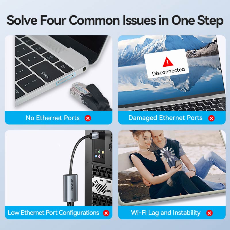 Vention USB-A to Gigabit Ethernet Adapter、mySite、fannypackpong