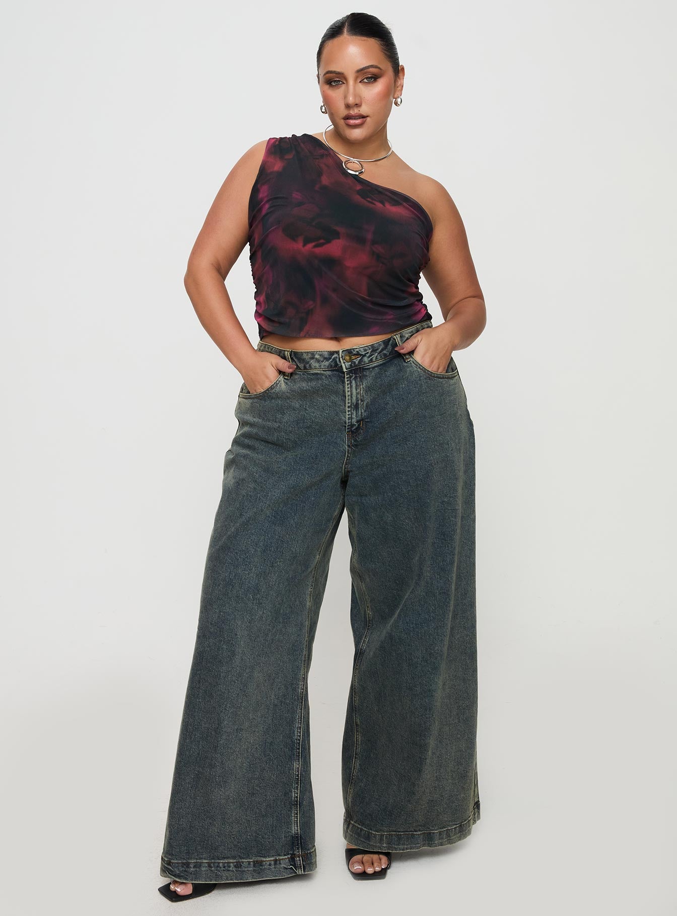 Annem One Shoulder Top Black / Red Curve、mySite、solidvoid