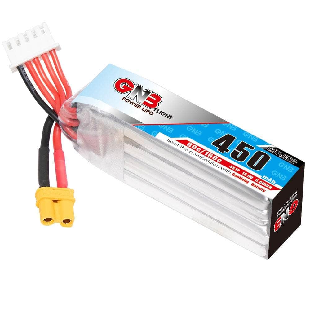 Gaoneng GNB 14.8V 4S 450mAh 80C LiPo Micro Battery (Long Type) - XT30、mySite、merchandisen