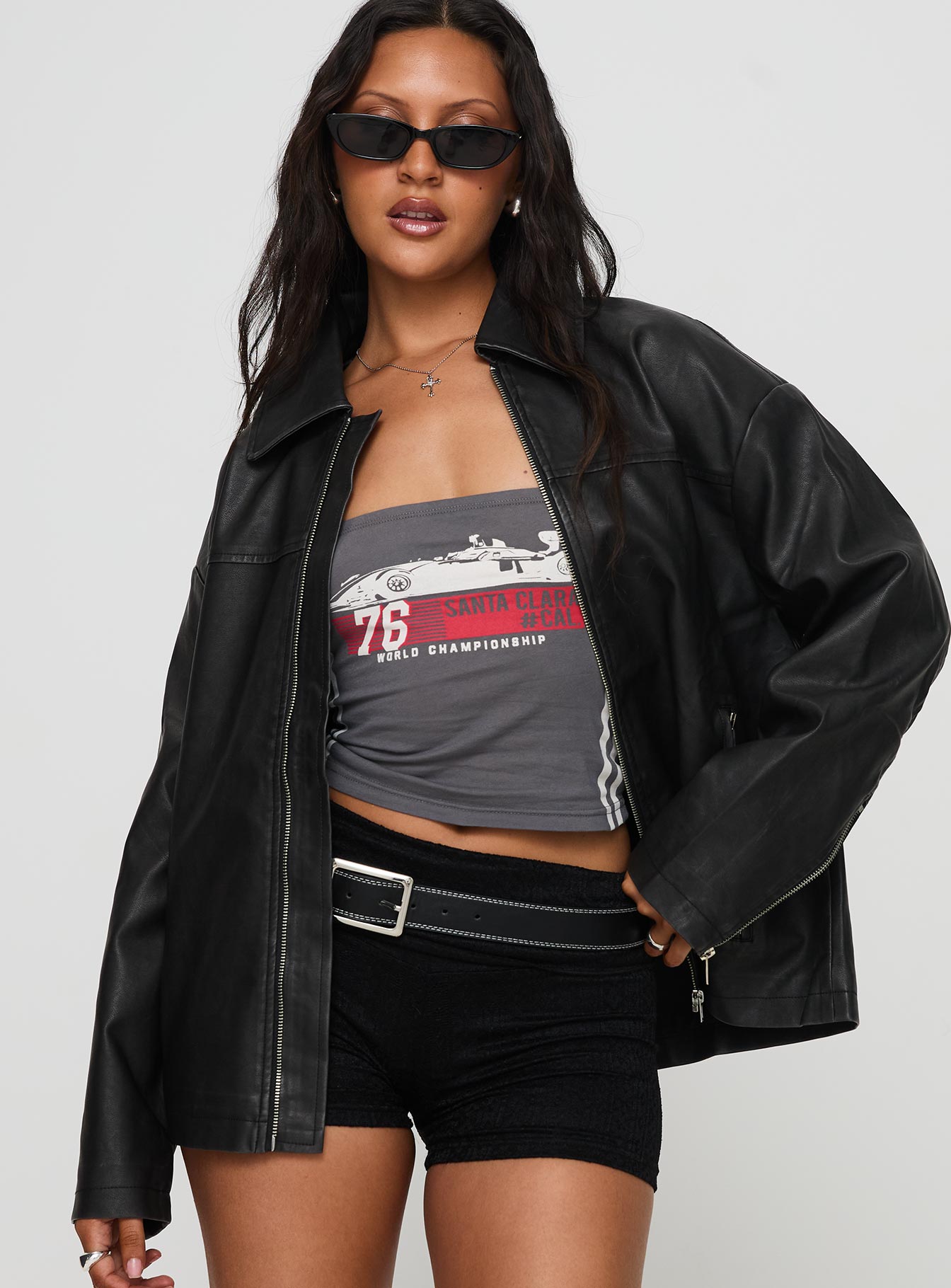 Napoleon Faux Leather Jacket Black、mySite、solidvoid