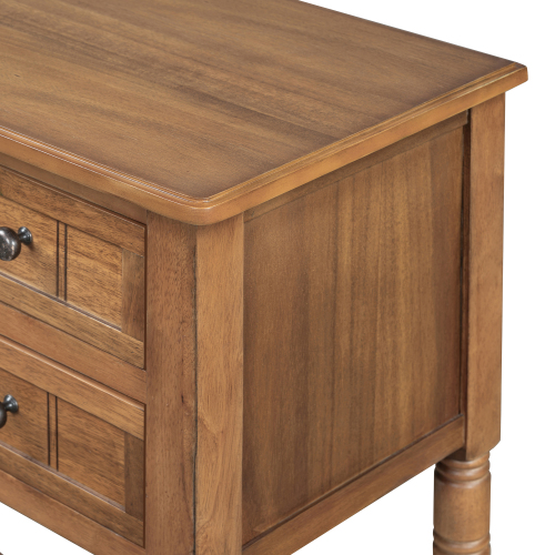 TREXM Narrow Console Table, Slim Sofa Table with Three Storage Drawers and Bottom Shelf (Ivory White)、、casual