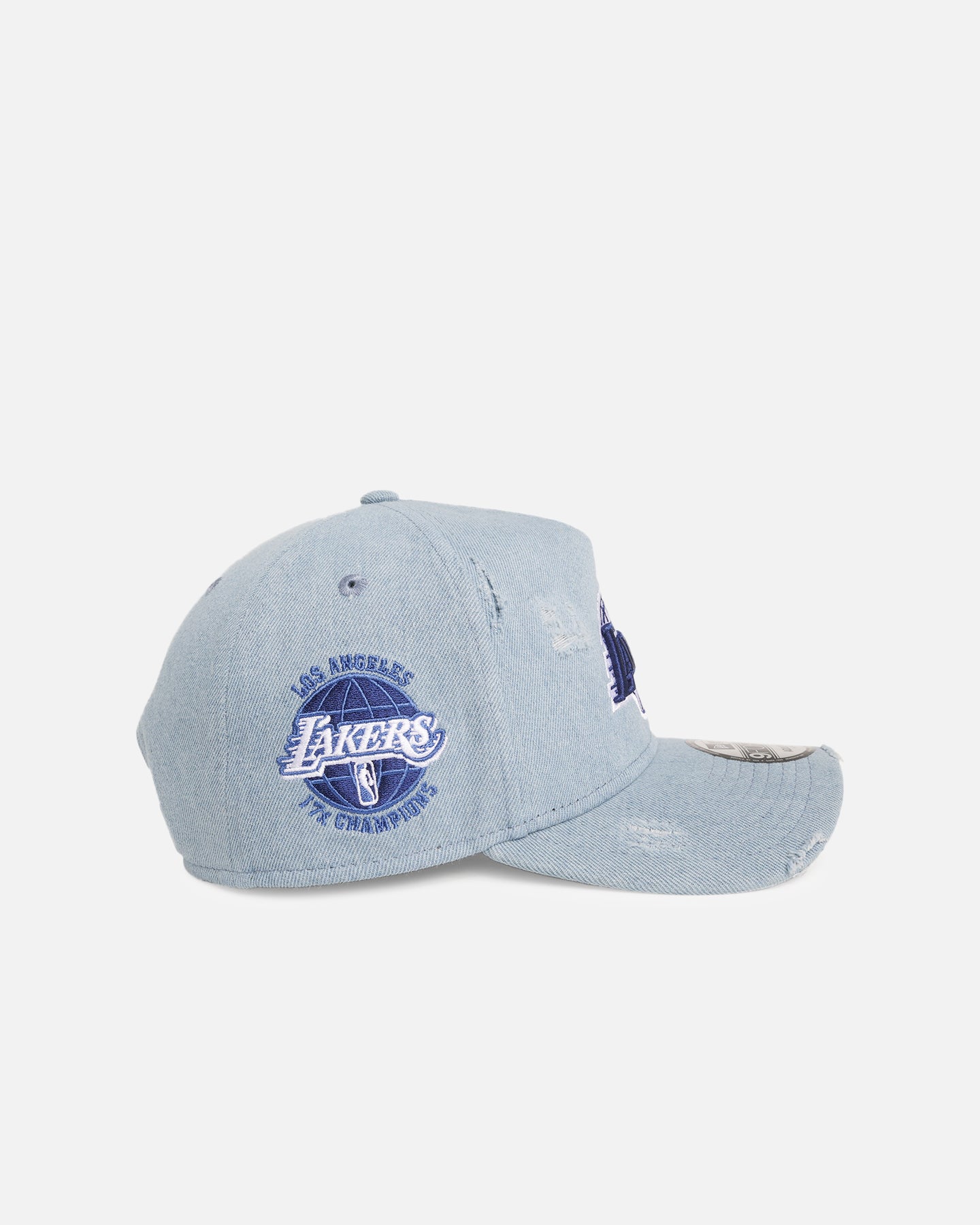 New Era Los Angeles Lakers 'Distressed Denim' 9FORTY A-Frame Snapback Light Wash Denim、mySite、zt4zffjzw