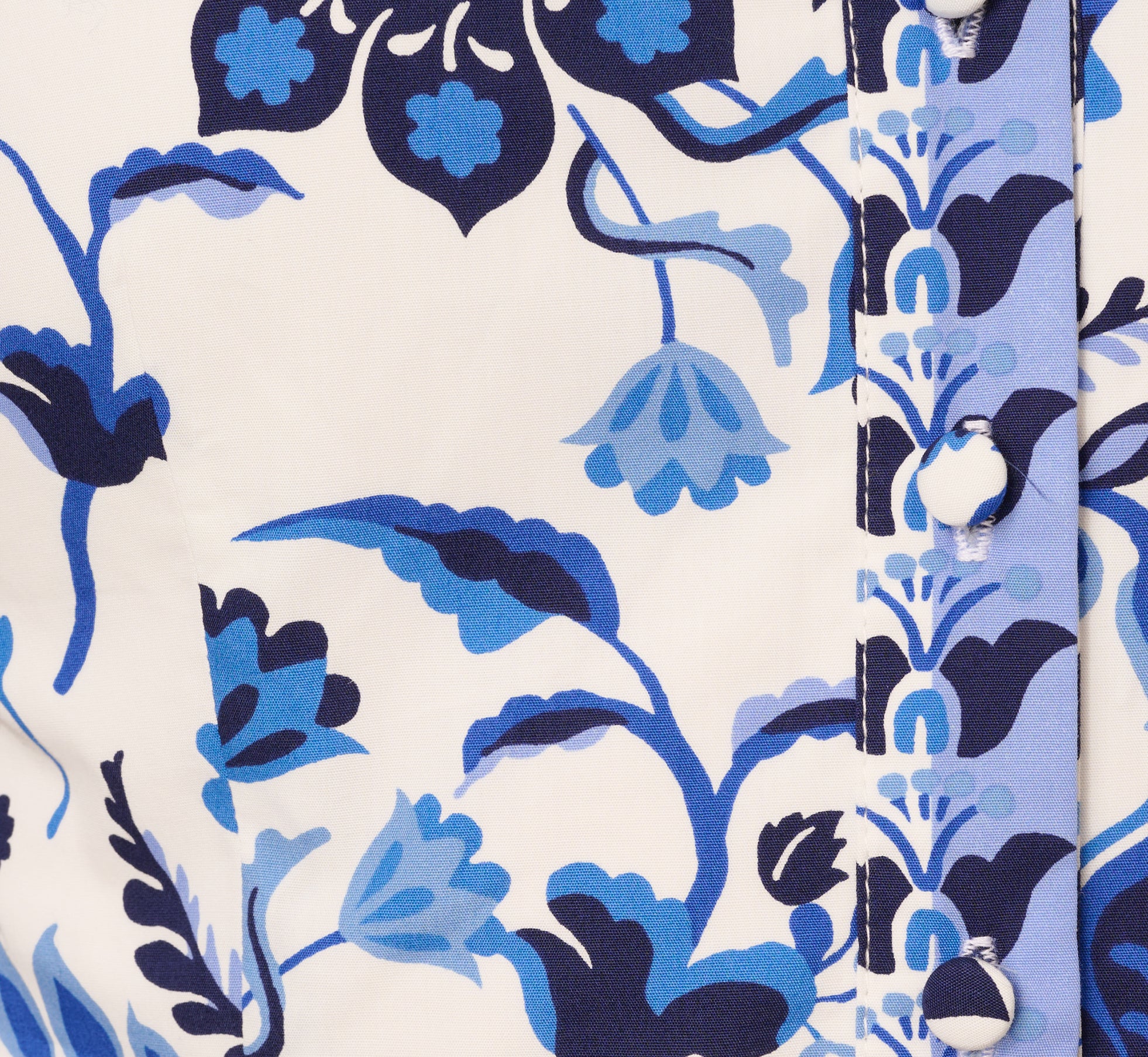 Long Sleeve Tie Front Floral Romper In White Blue Multi、mySite、solidvoid