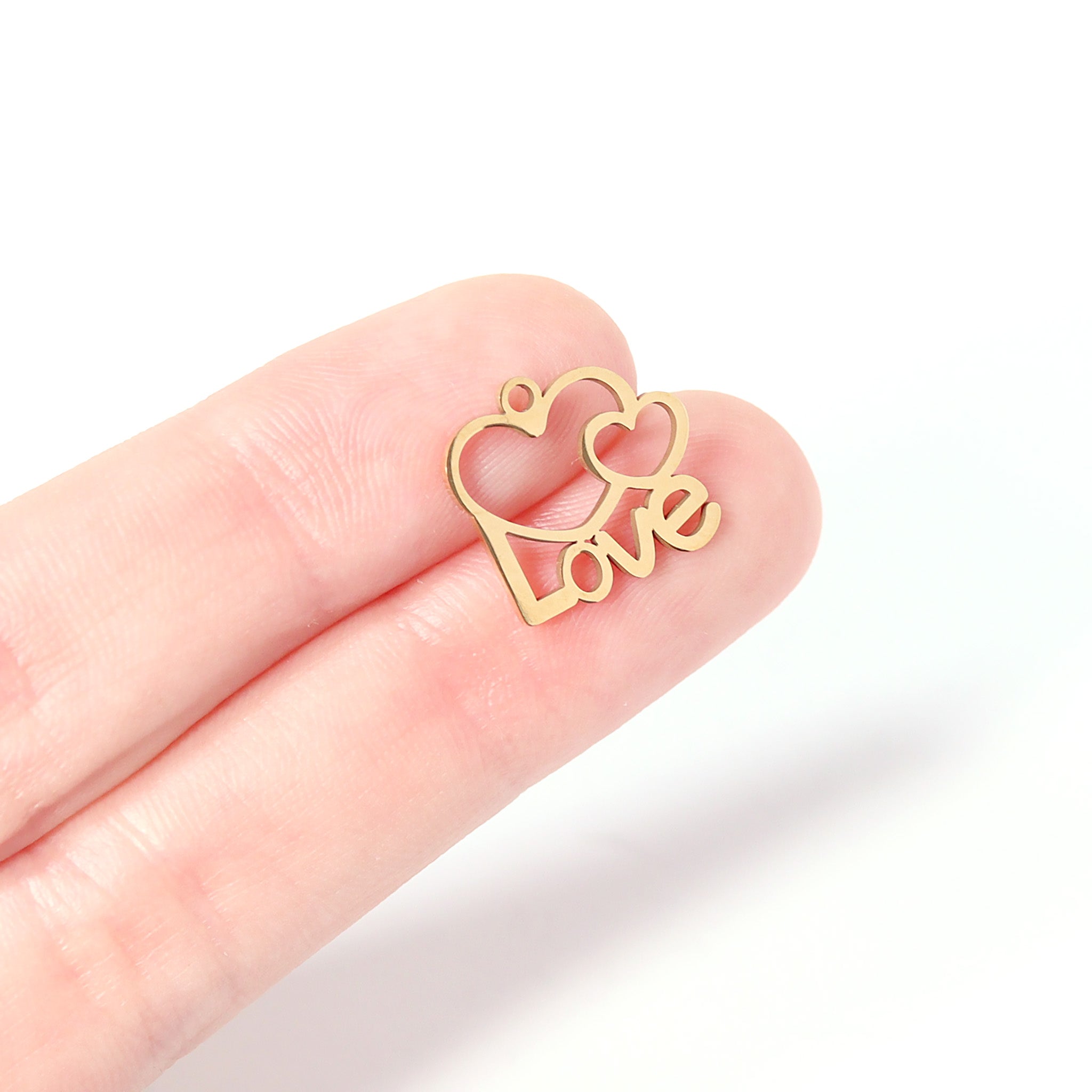 18K Gold PVD Stainless Steel Cutout Love Heart Charm / PDL0088、mySite、dreamappss
