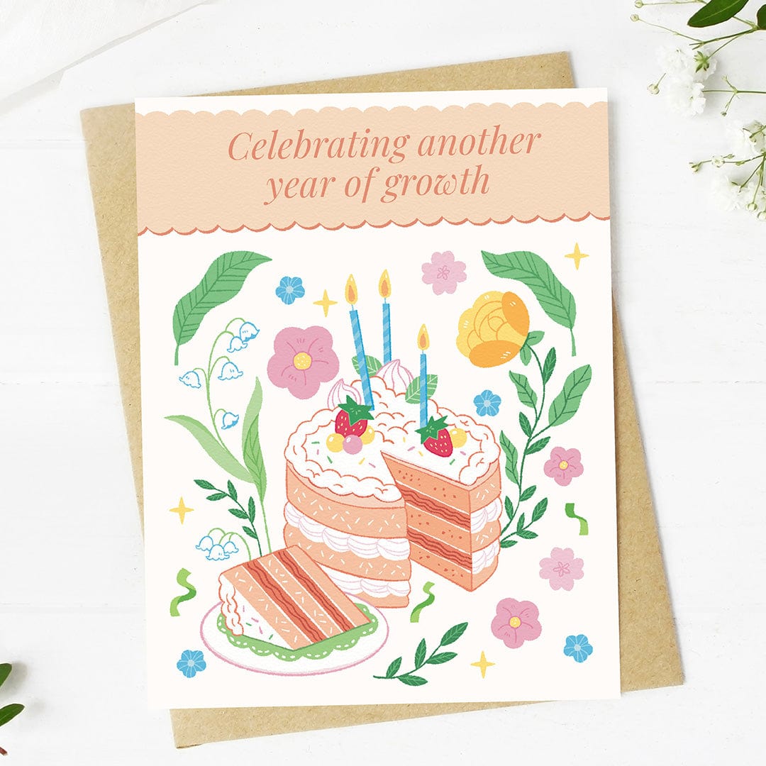  Celebrating another year of growth Birthday Cake Card、mySite、elrpsem3k