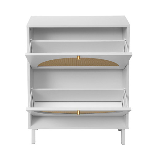 2 Door Shoe Rack, Rattan, Double Layer, Suitable for Living Room, Hallway、、casual