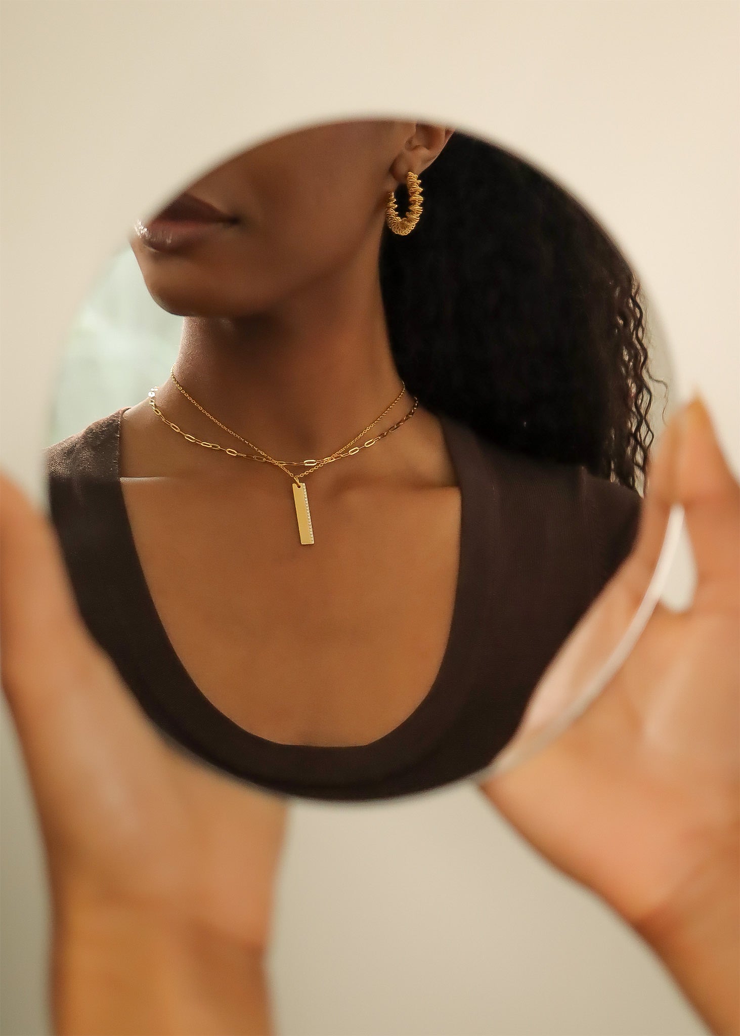 18K Gold PVD Stainless Steel Vertical CZ Blank Bar Pendant / SBB0281、mySite、dreamappss