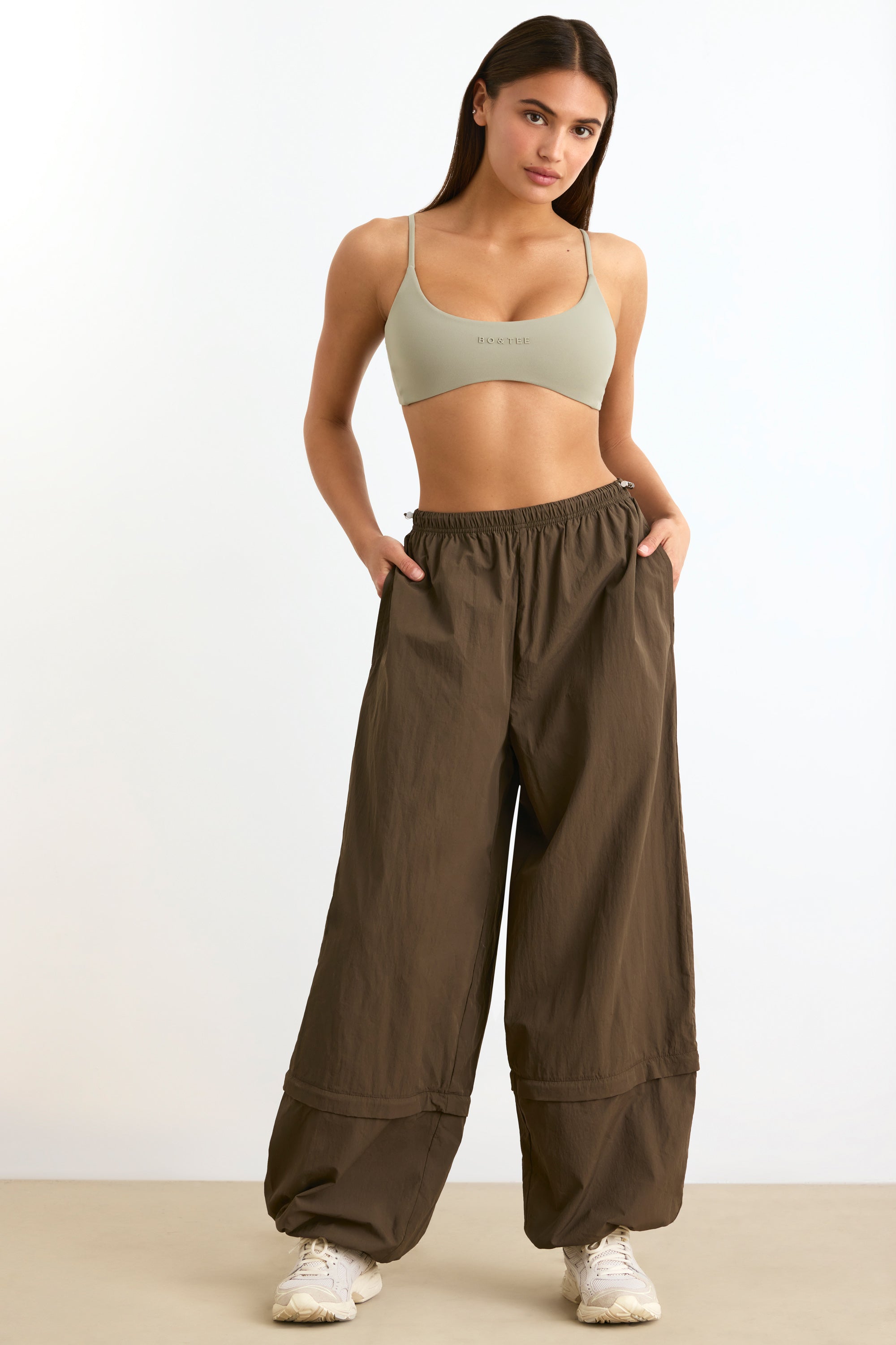 Convertible Wide Leg Track Pants in Espresso、mySite、solidvoid