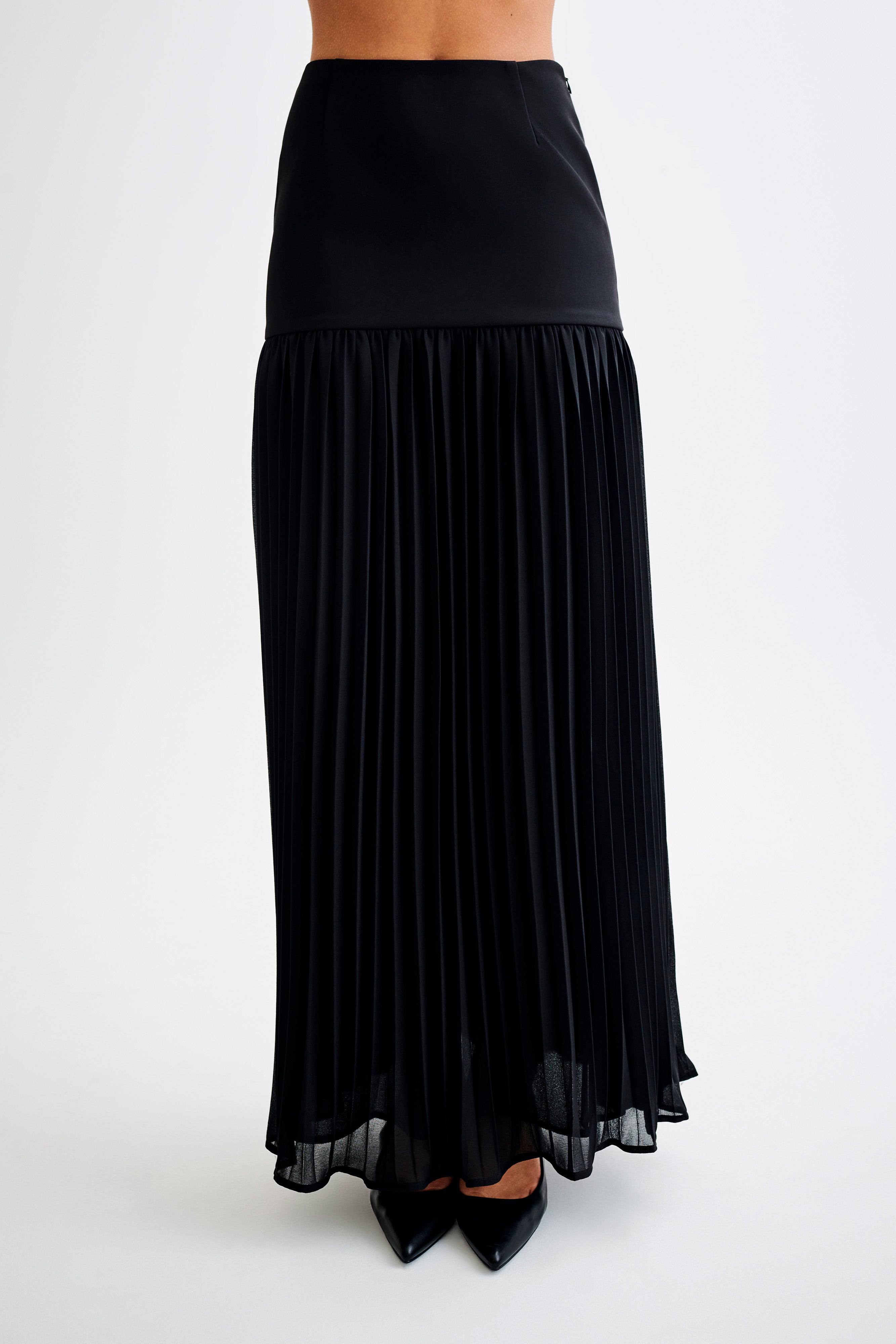 Jillian Pleated Maxi Skirt - Black、mySite、solidvoid