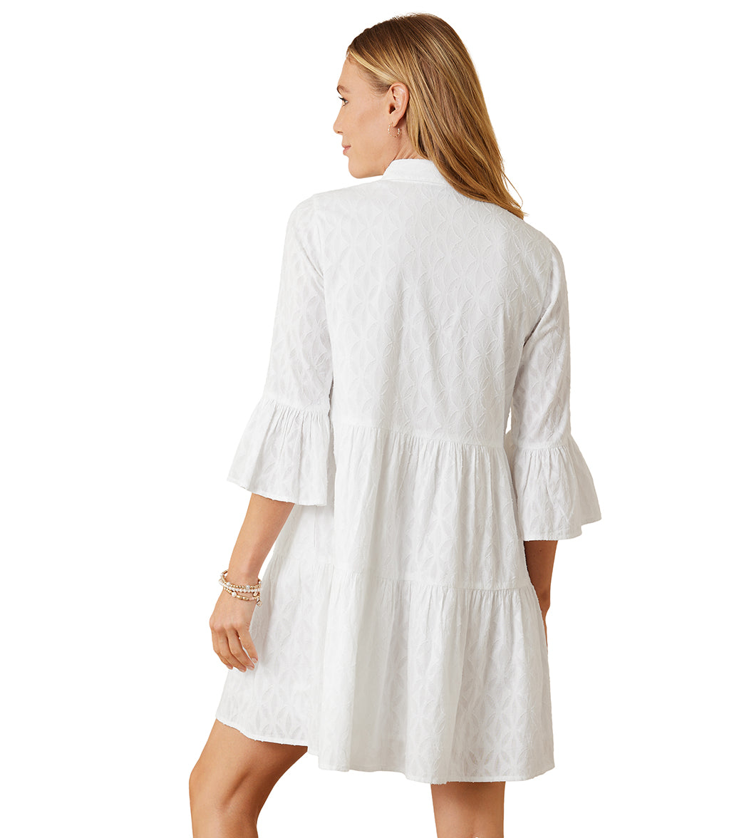 Tommy Bahama Women's Cotton Clip Jacquard Tiered Shirt Cover Up Dress、mySite、noshort