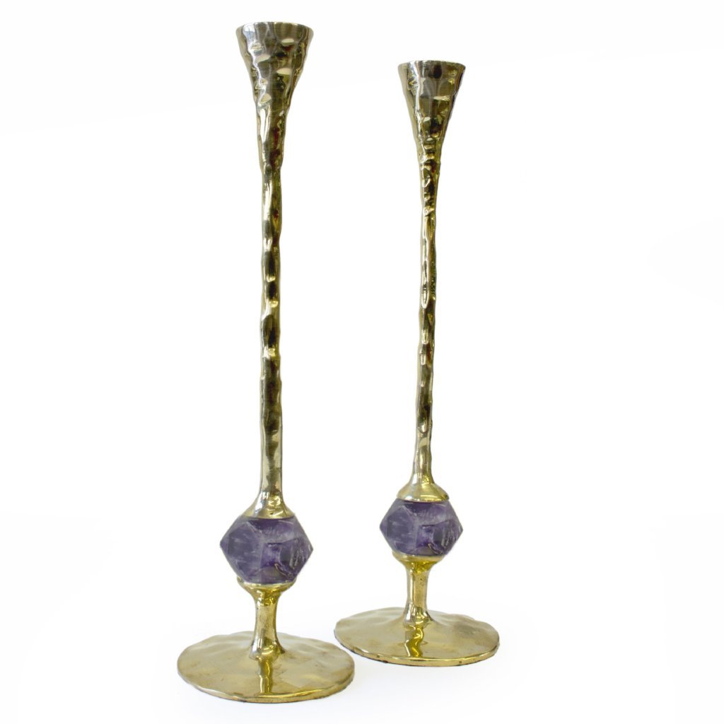Gold Hammered and Amethyst Candlesticks、mySite、topwebapps