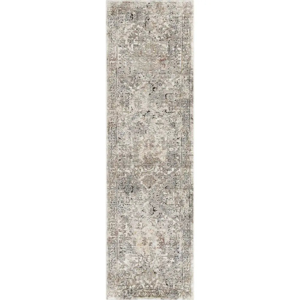 Heriz Medallion Modern Vintage Grey Ivory High-Low Rug、mySite、gigharbornorthrealestate