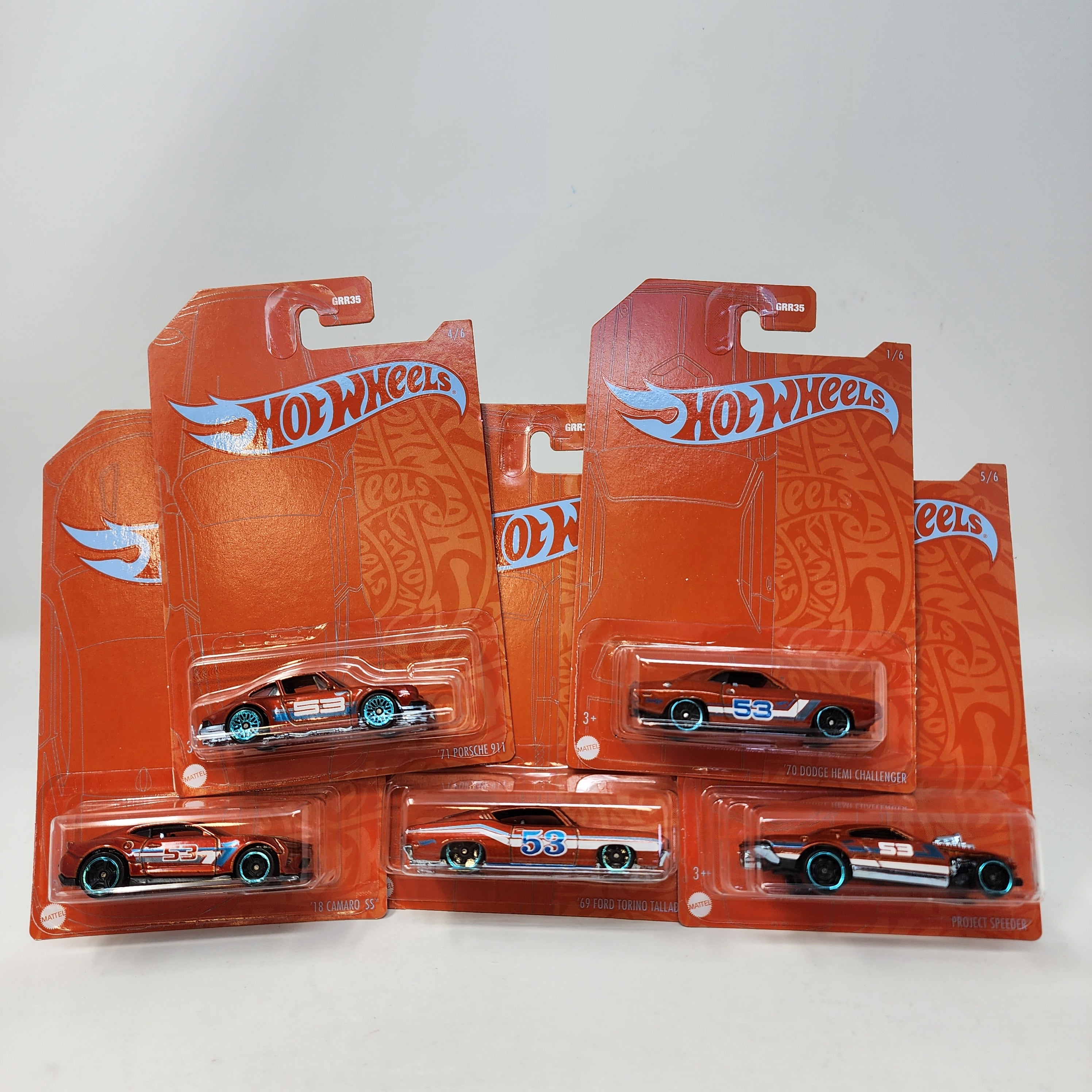 5 Car Set * Hot Wheels Orange & Blue 53rd Anniversary、mySite、hgirdovlk