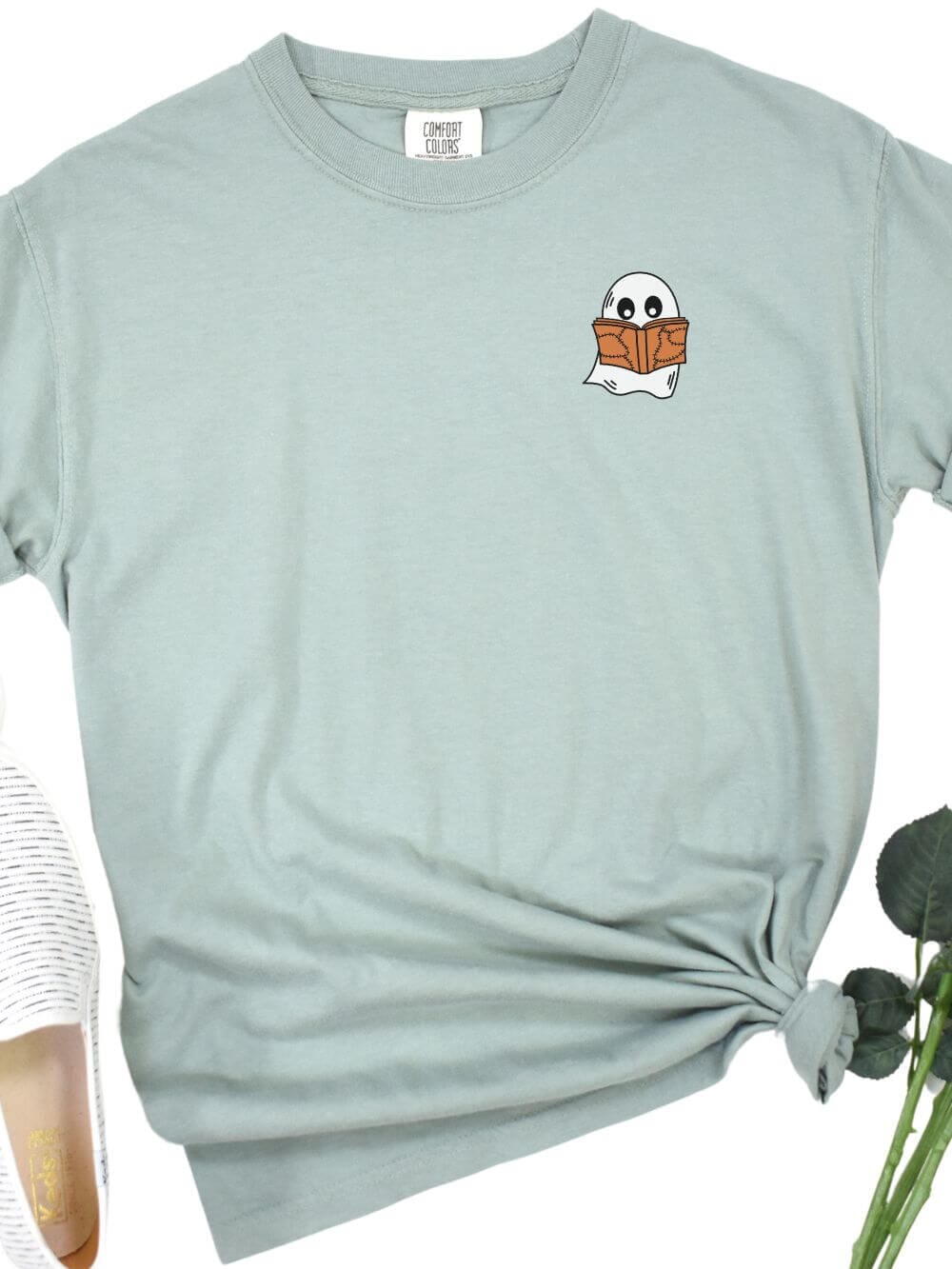 Book Ghost Comfort Colors Embroidered Unisex T-Shirt、mySite、camillekostekn