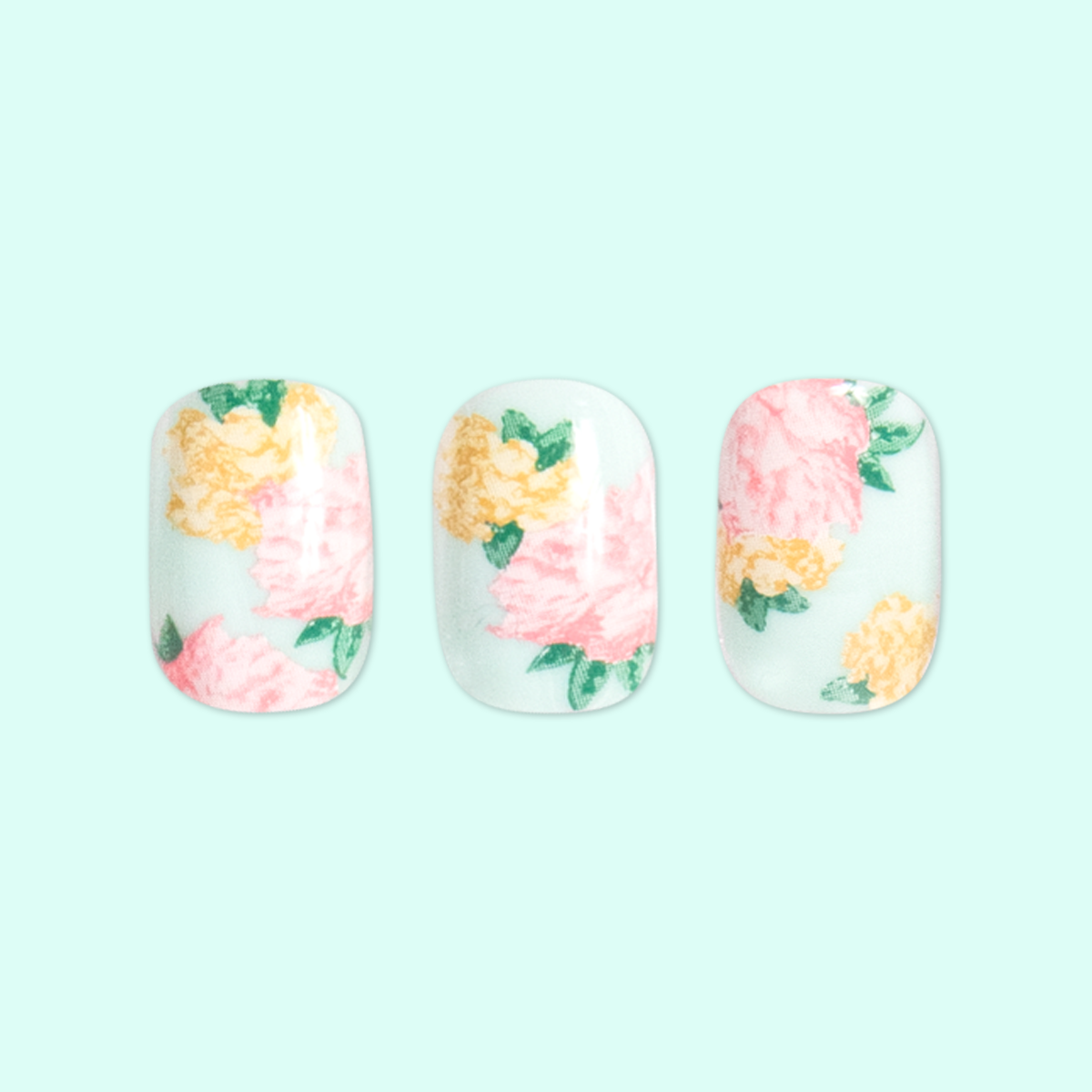 Full Floral - Press-On | Extra Short | Squoval、mySite、solidvoid