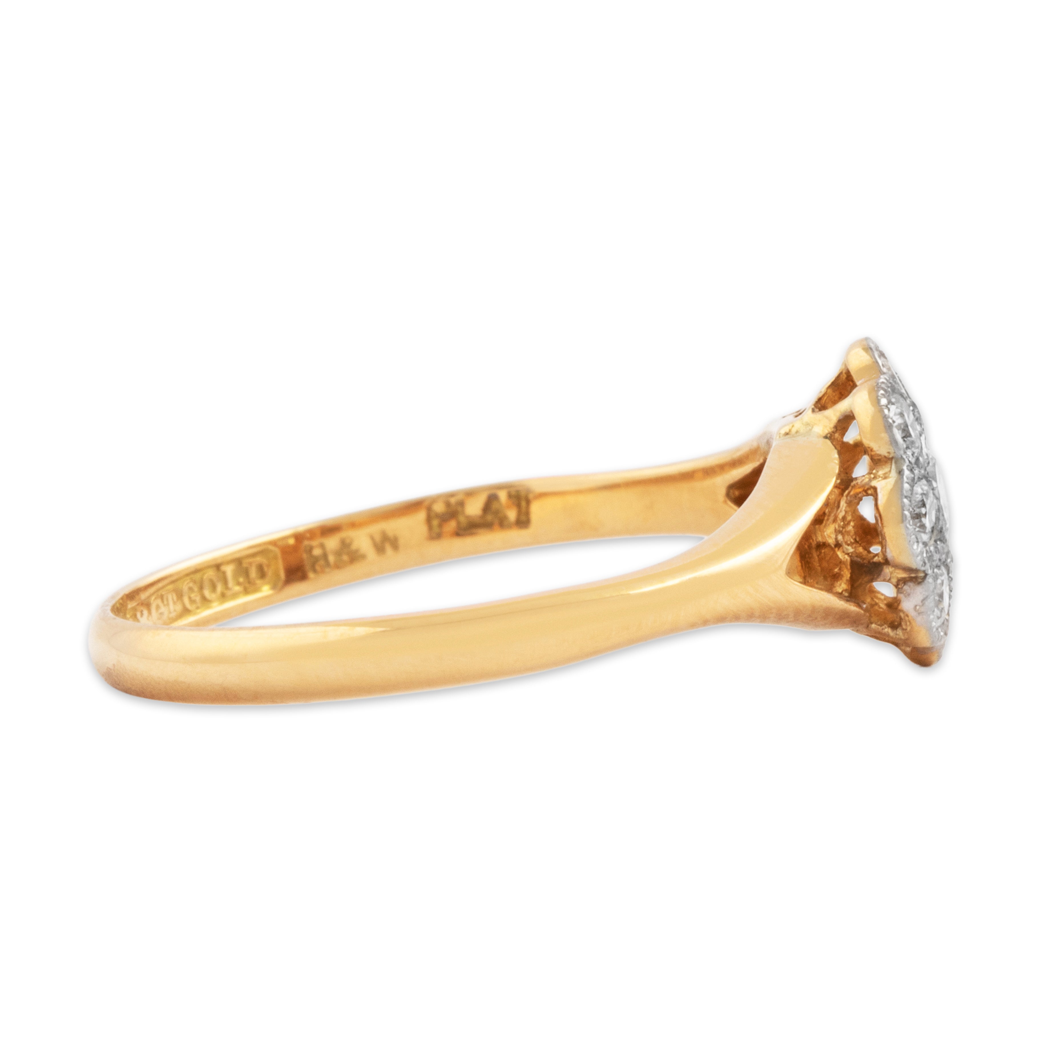 Antique 18k Yellow Gold Platinum .286cttw Diamond Milgrain Floriform Ring 7.00、mySite、hinf8tx79