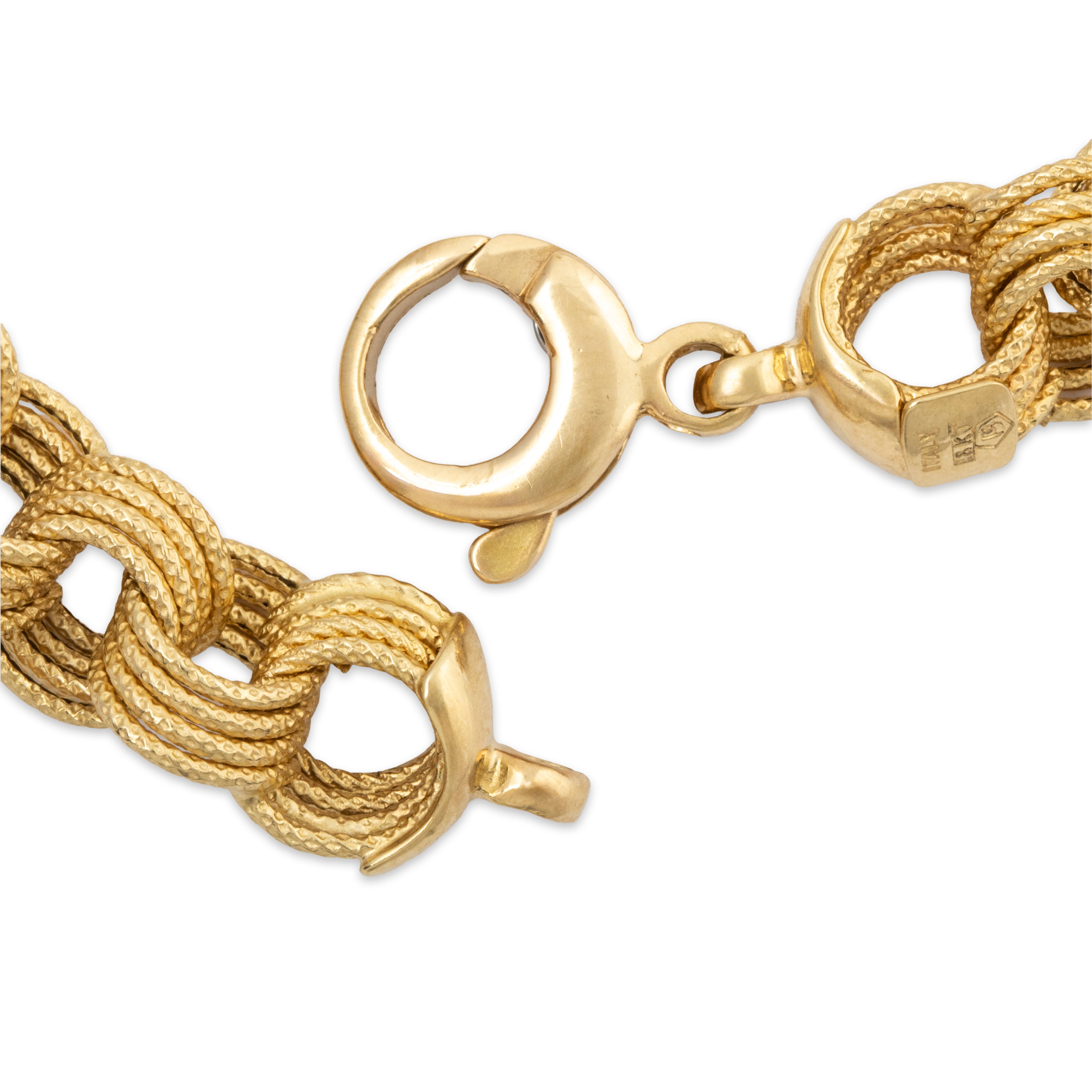 Vintage Italian 18k Yellow Gold Brushed Textured Rings Bracelet 7.75、mySite、hinf8tx79