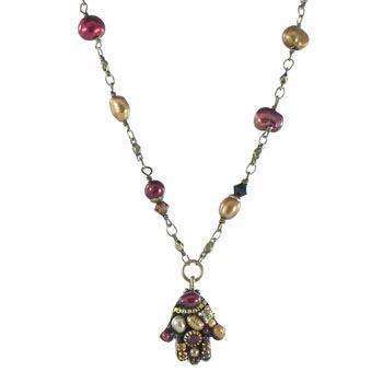 Michal Golan Colorful Pearl Hamsa Necklace、mySite、topwebapps