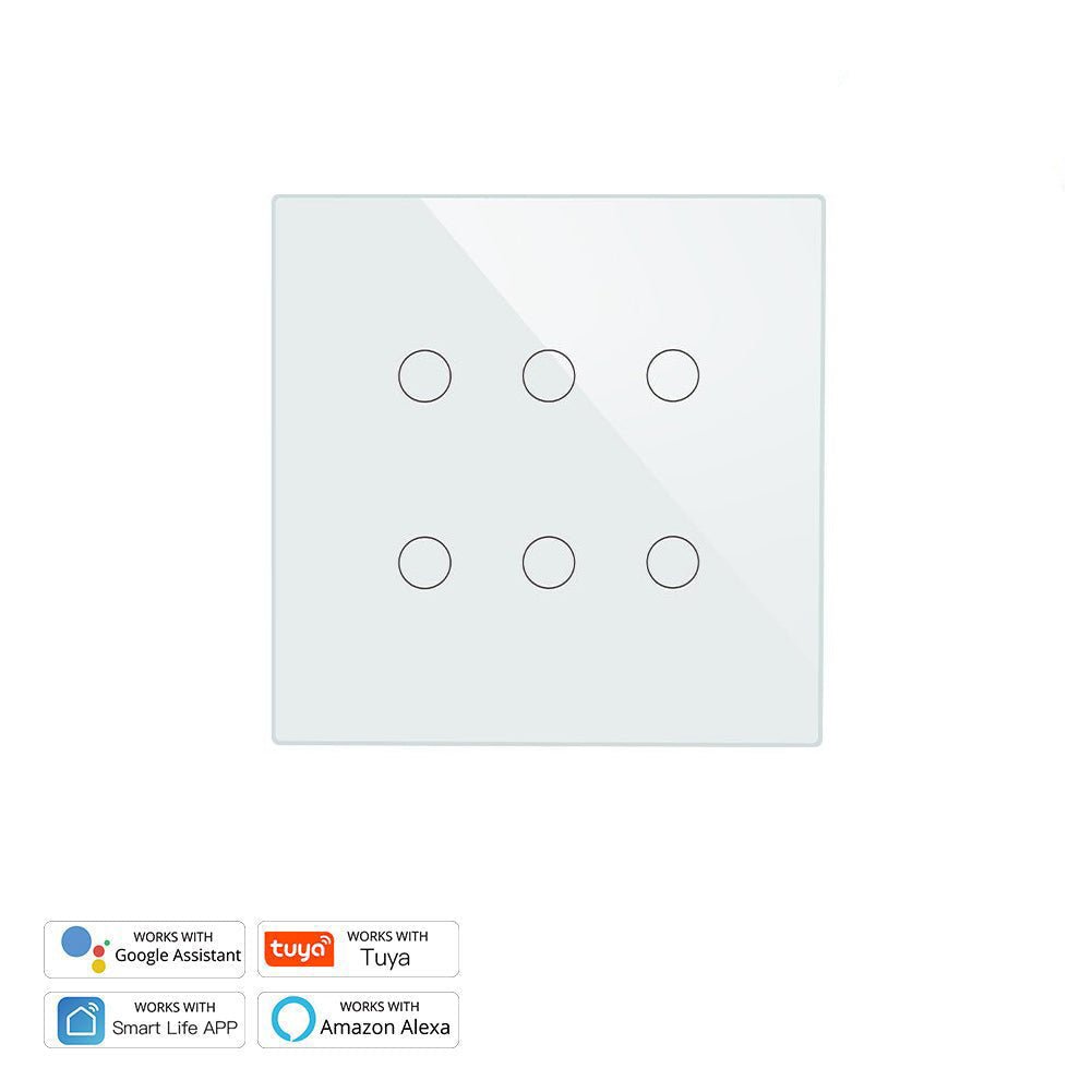 WiFi RF433 Smart 6 Gang Wall Touch Light Switch 2/3 Way Multi-Control Neutral Wire Required、mySite、fannypackpong
