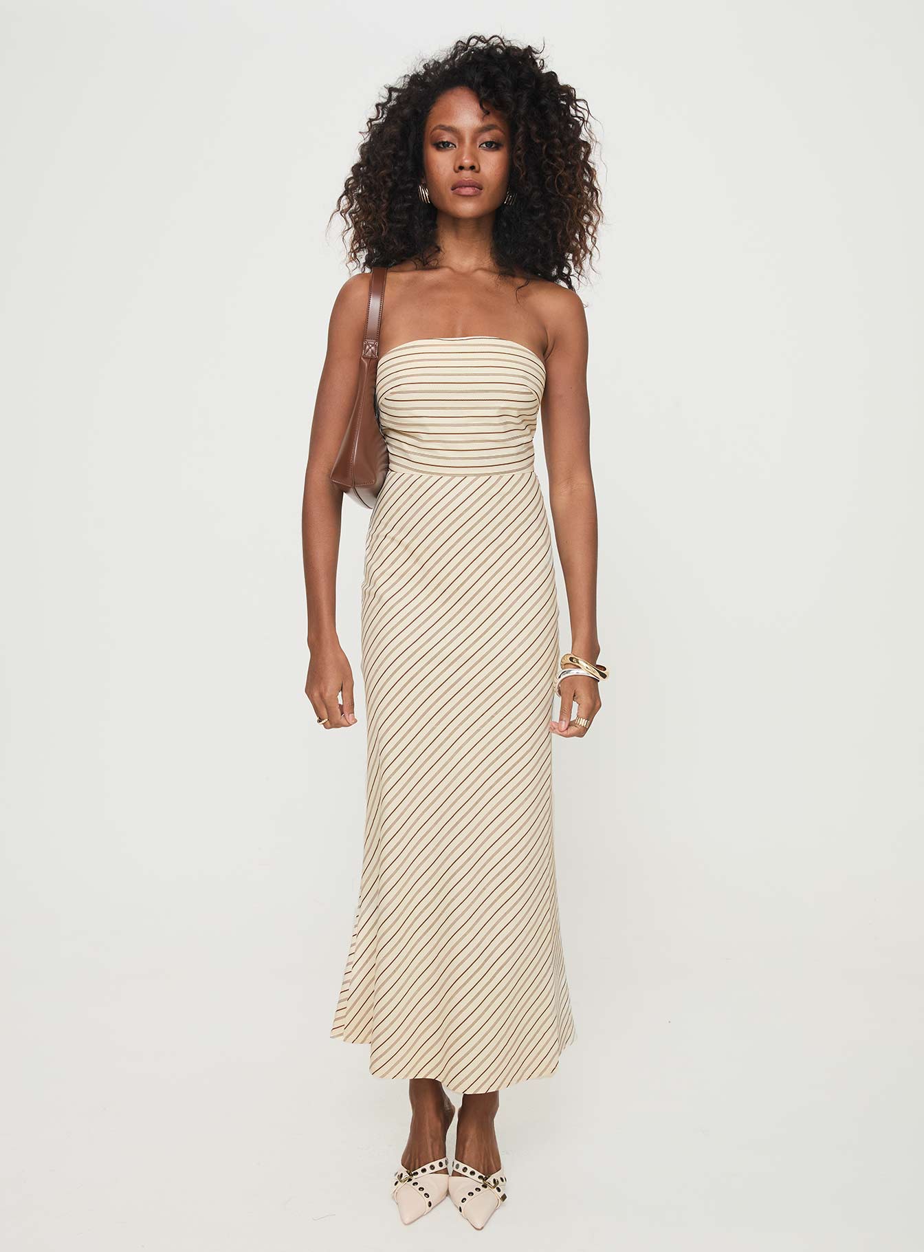 Chrysa Strapless Maxi Dress Beige、mySite、solidvoid