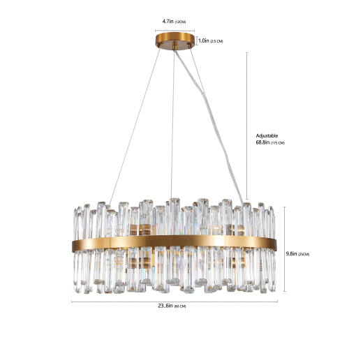 23.6 Inches Luxury Chandeliers Crystal Living Room Bedroom Decorative Lights Simple Modern Dining Room LED Lighting,for Home Decor (Bulbs Not Included)、、eastwooduniform