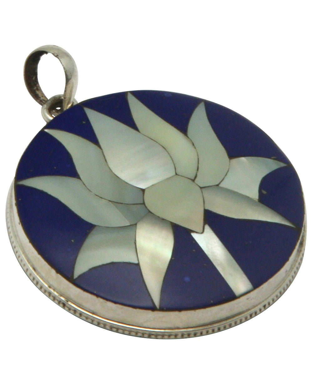 Mother of Pearl and Lapis Sterling Silver Lotus Pendant、mySite、topwebapps