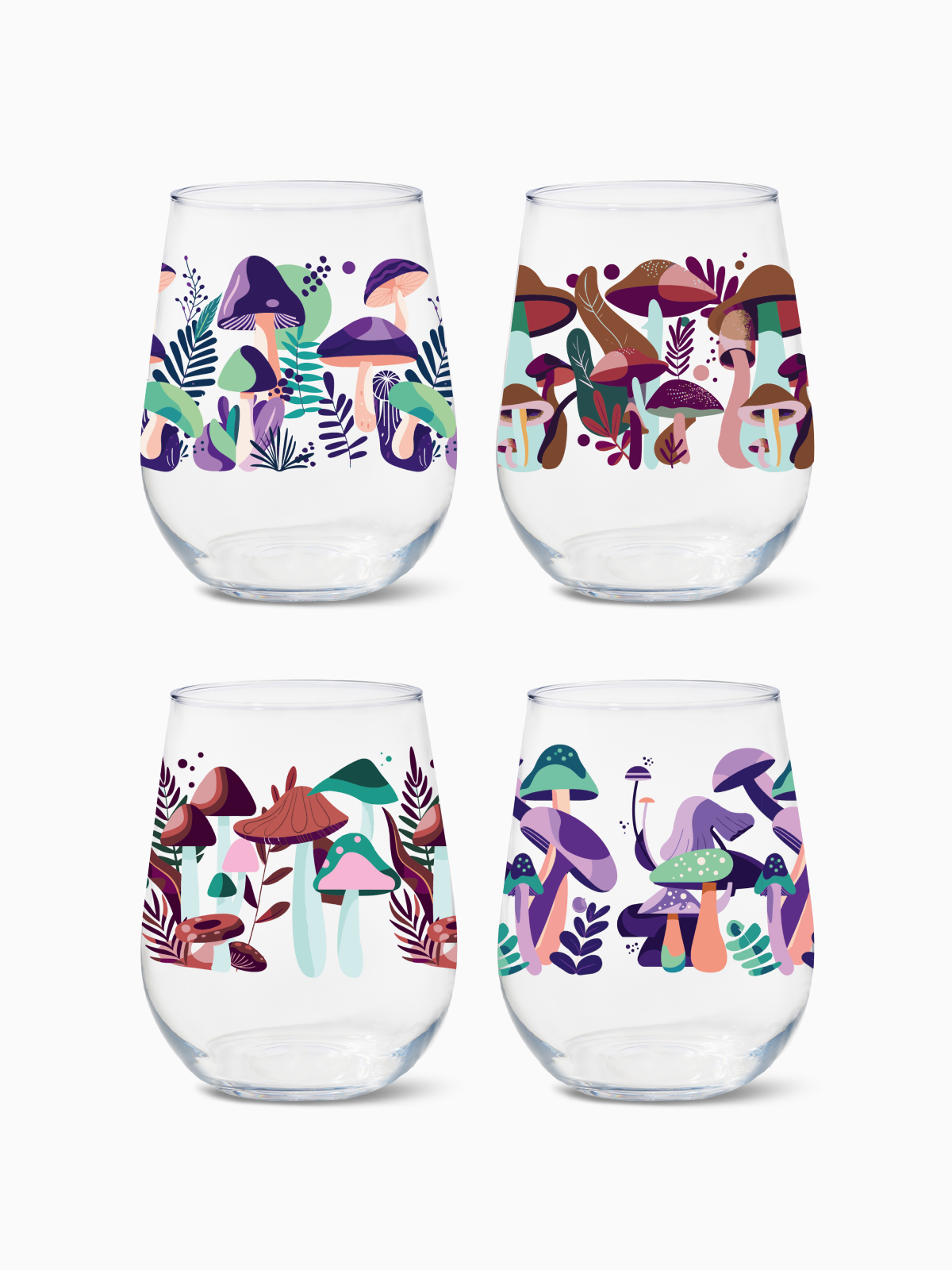 Psychedelic Shrooms - RESERVE 16oz Stemless Wine Tritan Copolyester Glass、mySite、camillekostekn