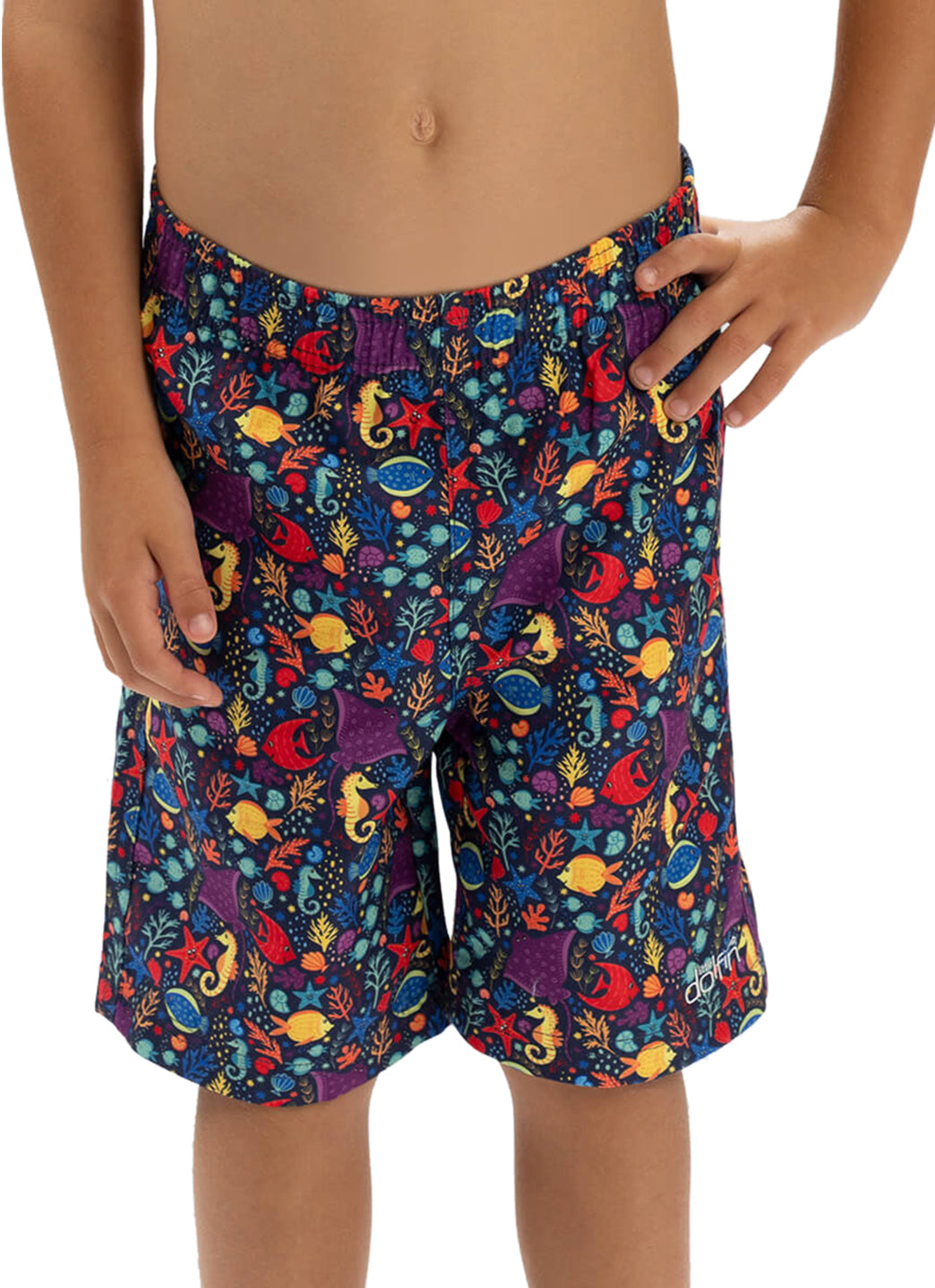 Dolfin Boys' Little Fish Print Swim Trunks (Toddler, Little Kid)、mySite、noshort