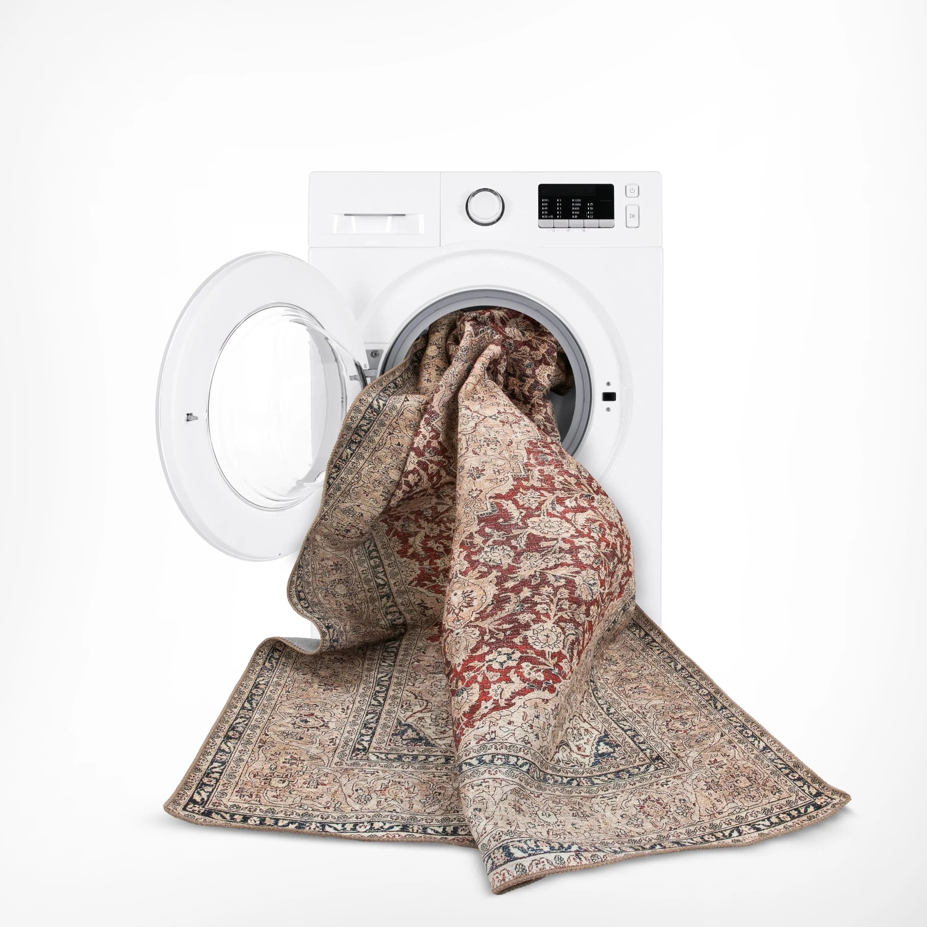 Tonti Machine Washable Vintage Medallion Oriental Red Flat-Weave Distressed Rug、mySite、gigharbornorthrealestate