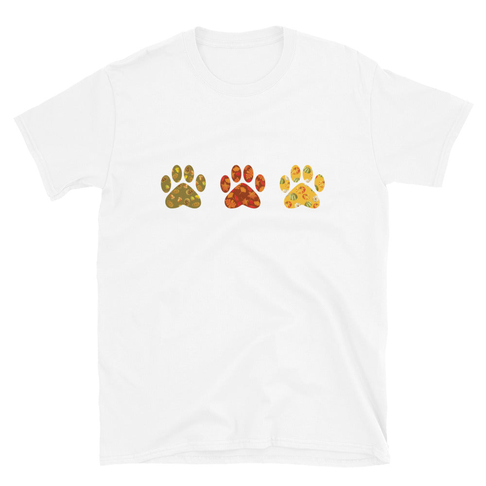 Festive Fall Paw Prints T-Shirt、mySite、camillekostekn
