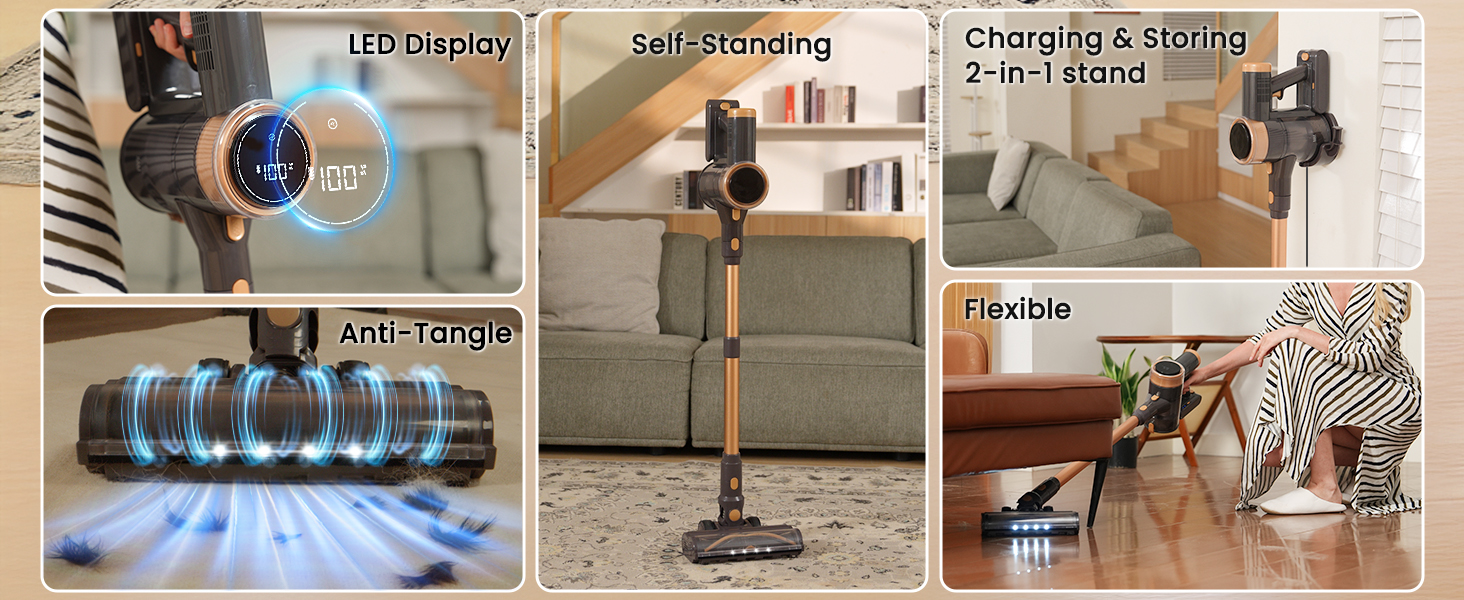 NuYupo DHC200 Cordless Vacuum Cleaner Stick Handhed Upright Vacuums Cleaners vac for home pet hair