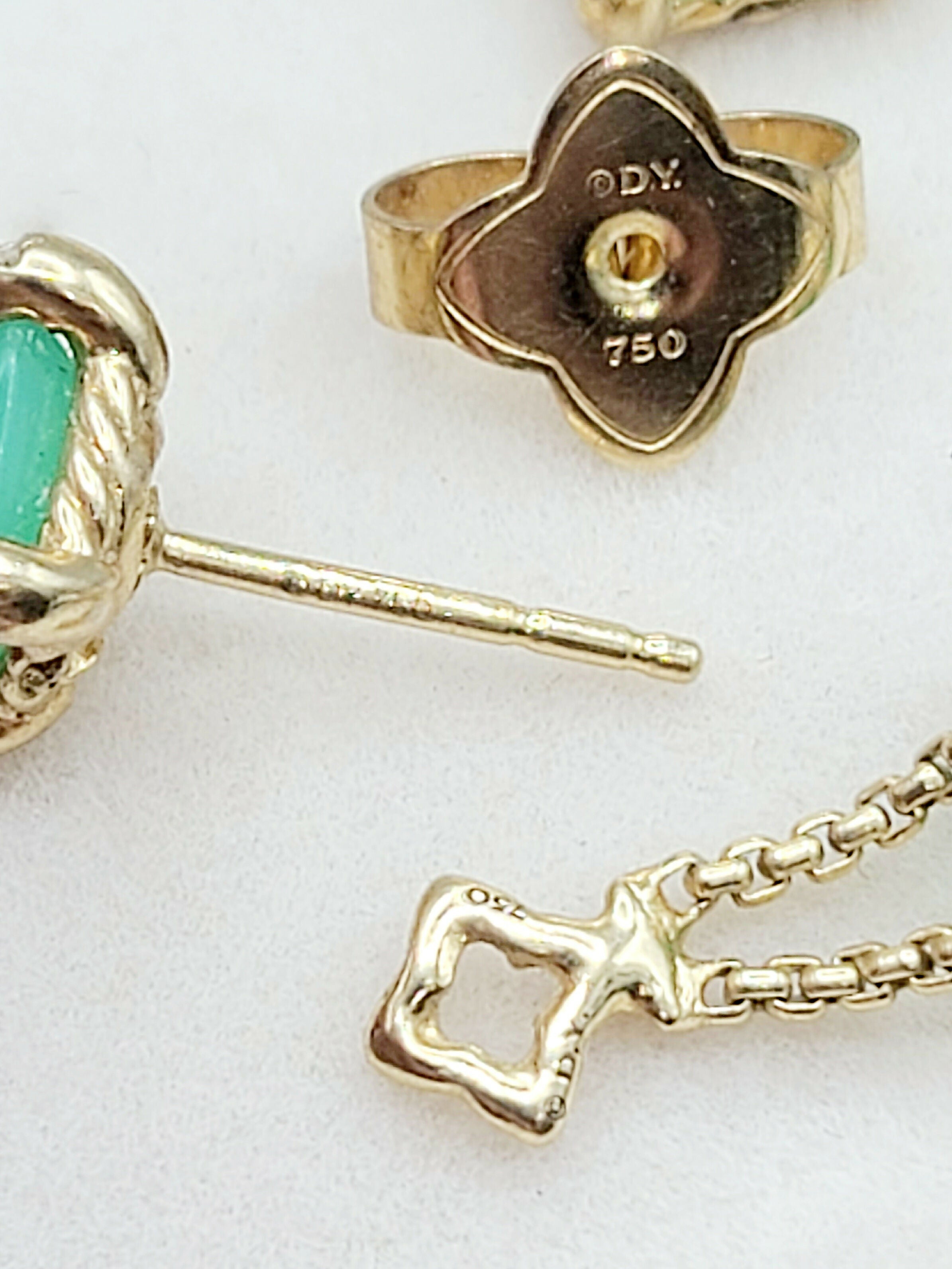 David Yurman聽Chatelaine聽Linear Chain 18k Earrings With Chrysoprase、mySite、hinf8tx79