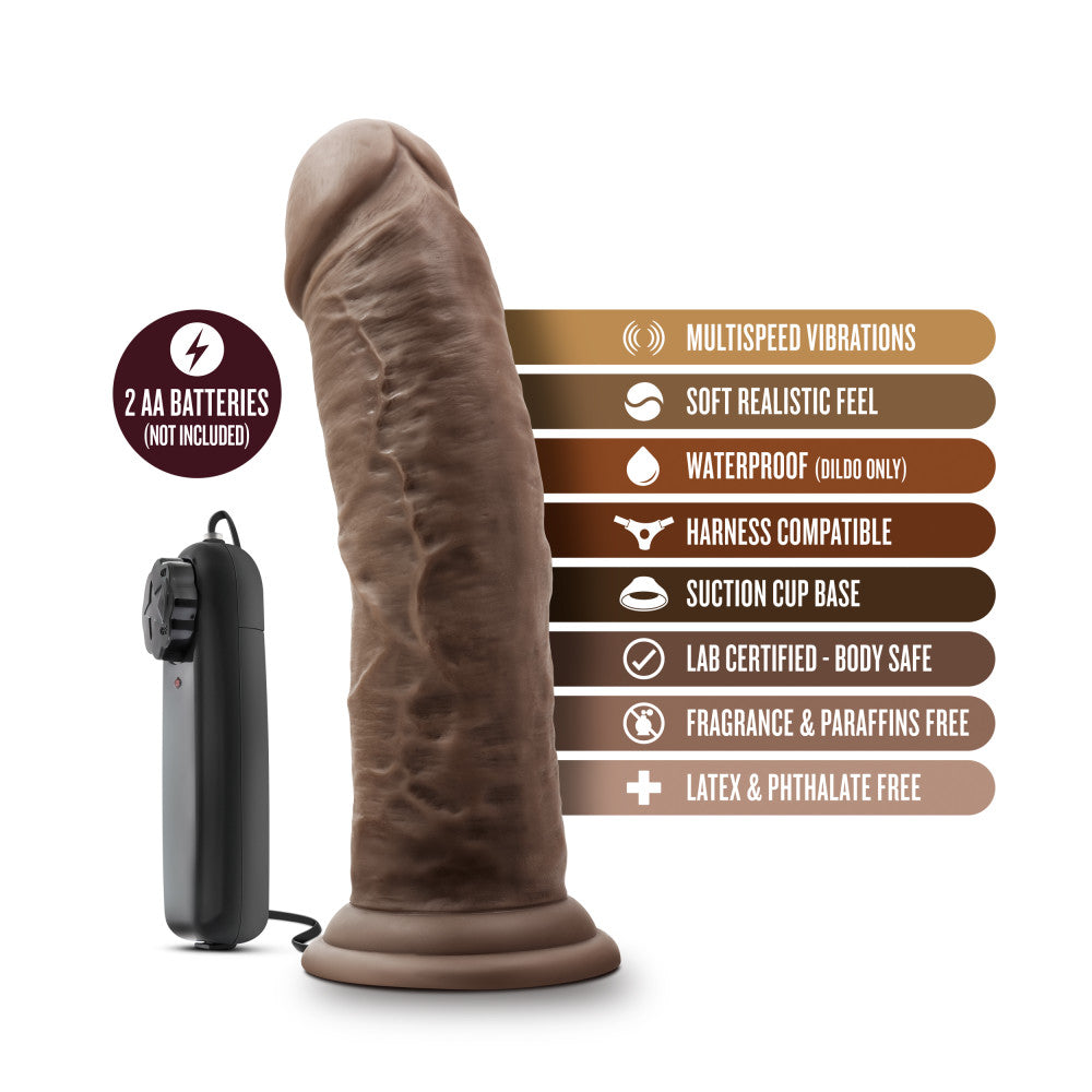 Dr. Skin By Blush® | Dr. Joe Realistic Chocolate 8-Inch Long Remote Control Vibrating Dildo With Suction Cup Base、mySite、bottomscart