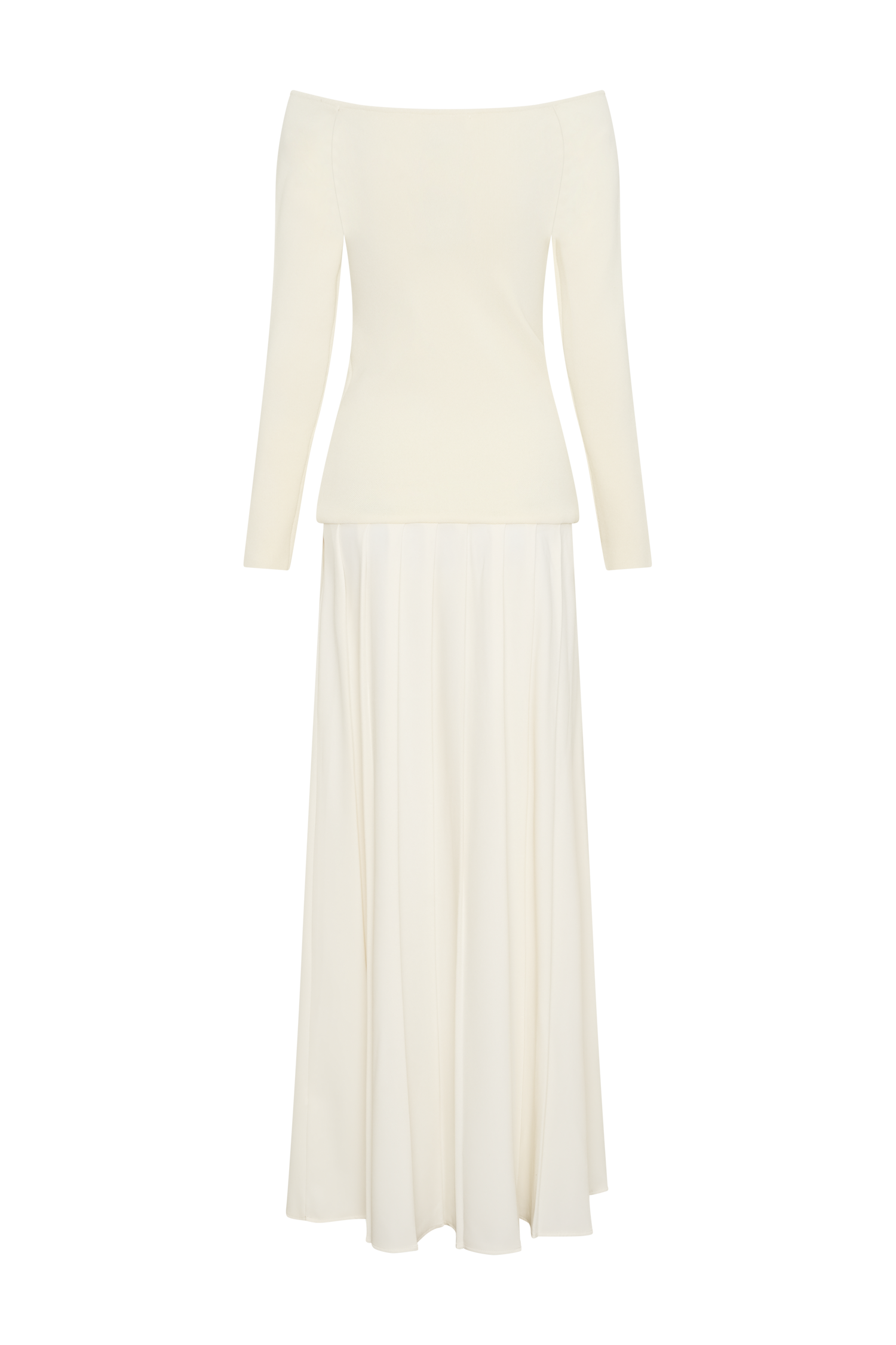 Presley Knit Off Shoulder Maxi Dress - Ivory、mySite、solidvoid