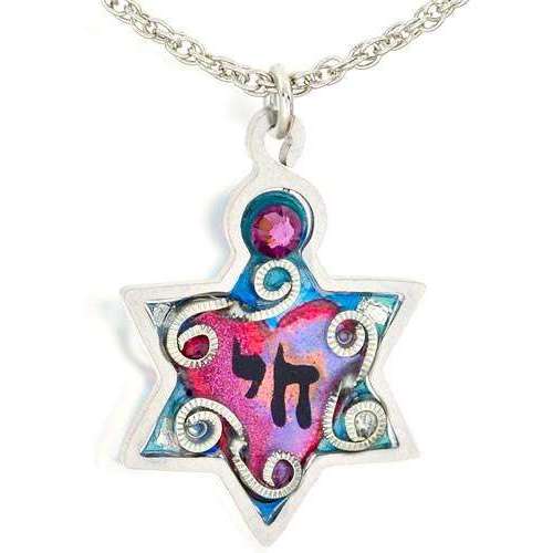 Seeka Star of David Necklace with Swirls and a Chai、mySite、topwebapps