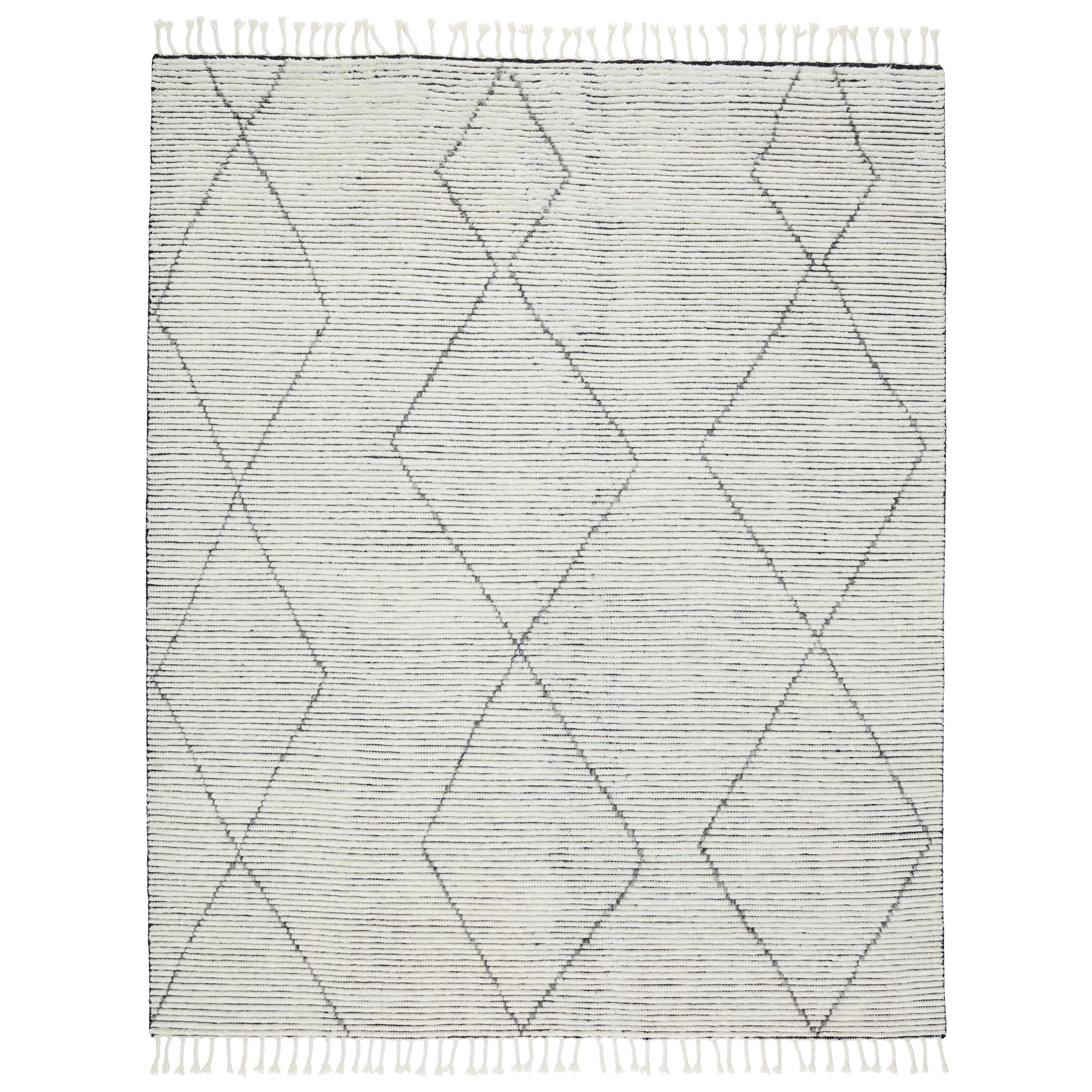 Ammil Hand-Knotted Trellis Cream Black Area Rug、mySite、gigharbornorthrealestate