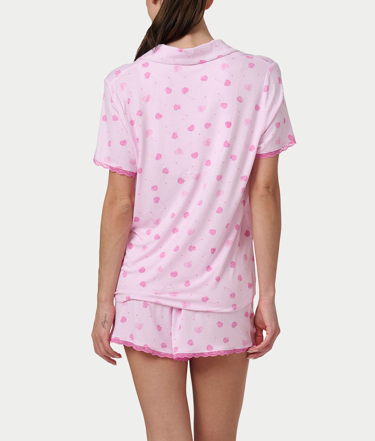 Notch Collar Knit Pajama Shorts Set、mySite、bengalsvssteelers