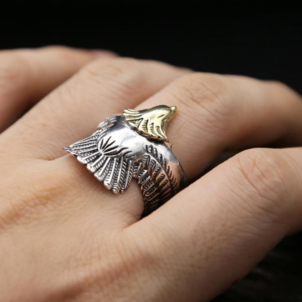 Men's Silver and Gold 2 Toned One Size Patriotic Eagle Ring、mySite、g9winljtr