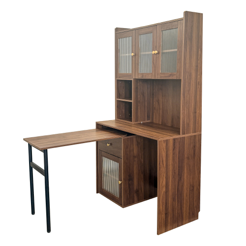 Home Office Computer Desk with Hutch, Antiqued White finish、、casual