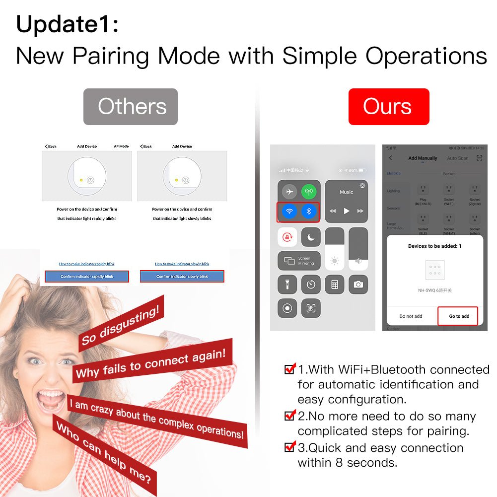 WiFi RF433 Smart 6 Gang Wall Touch Light Switch 2/3 Way Multi-Control Neutral Wire Required、mySite、fannypackpong