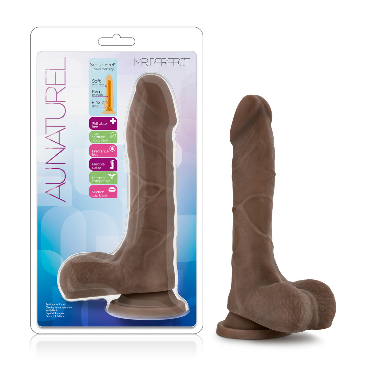 Au Naturel By Blush® | Mister Perfect Realistic Chocolate 8.5-Inch Long Dildo With Balls & Suction Cup Base、mySite、bottomscart